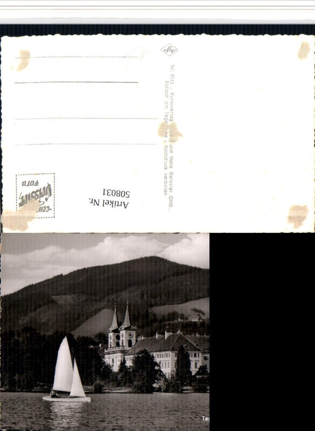 508031,Tegernsee Schlosskirche Kloster m. Neureuth Segelboot