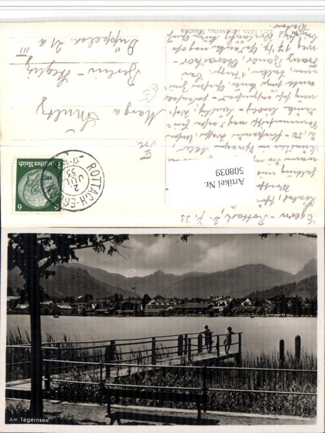 508039,Tegernsee Teilansicht See Steg Bergkulisse