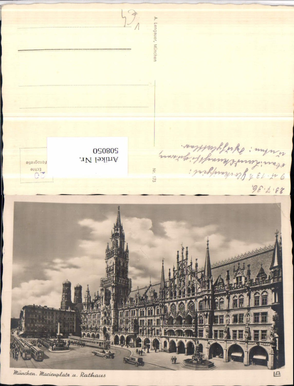 508050,München Marienplatz m. Rathaus Frauenkirche pub A. Lengauer 173