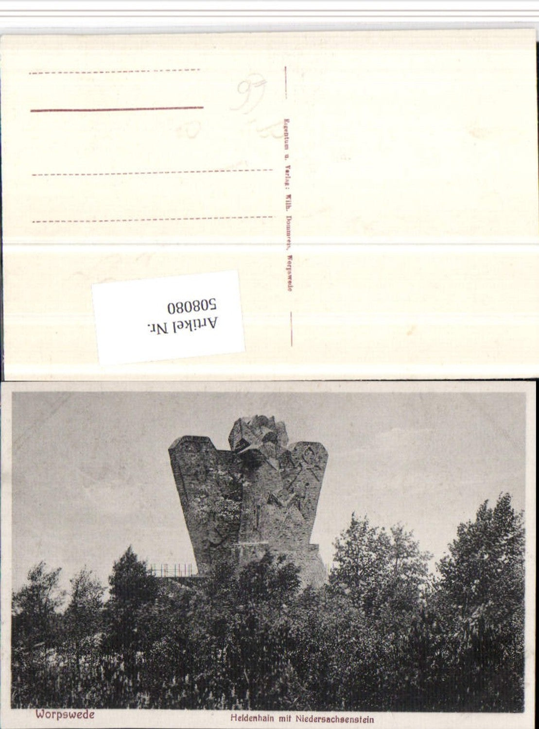 508080,Worpswede Heldenhain m. Niedersachsenstein Felsen