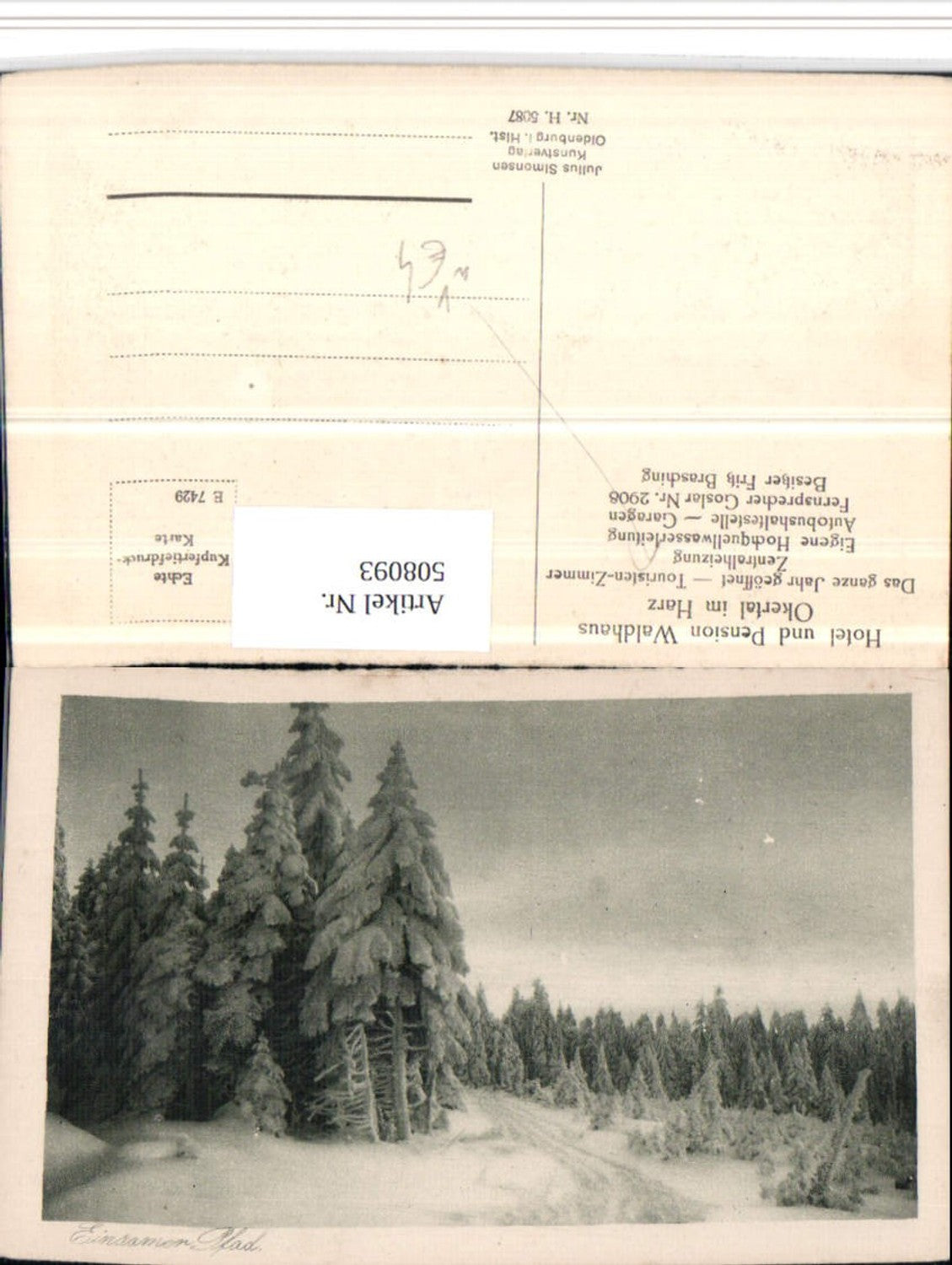 508093,Okertal b. Goslar Einsamer Pfad Winterlandschaft pub Julius Simonsen 5087