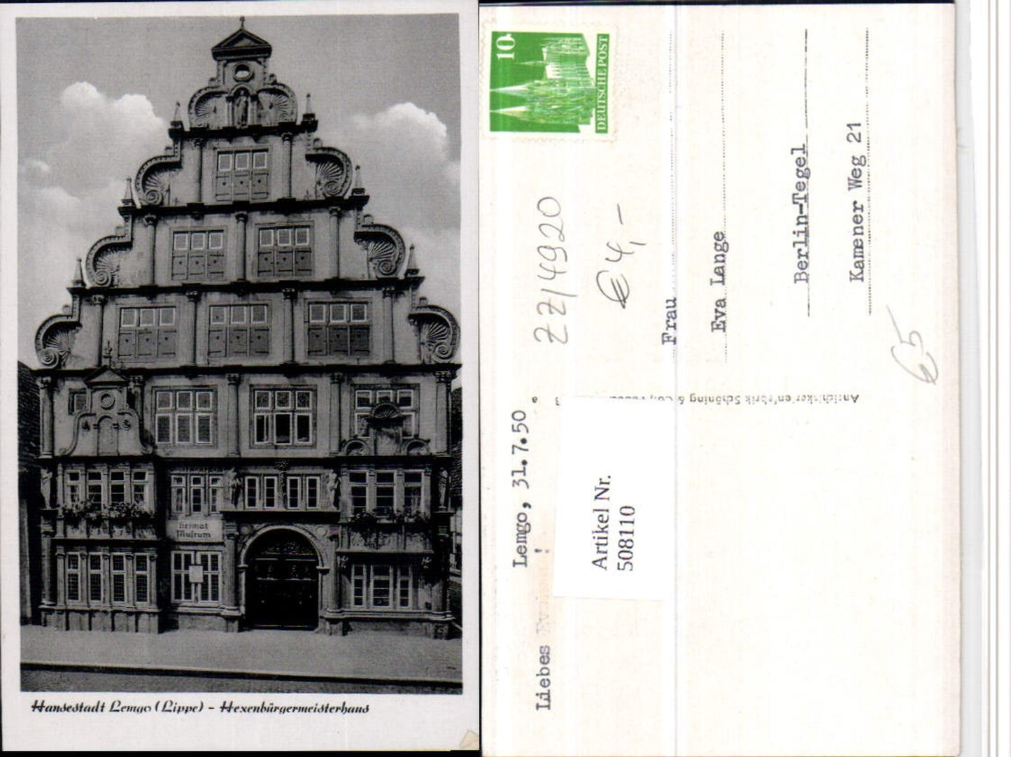 508110,Lemgo Hexenbürgermeisterhaus Haus