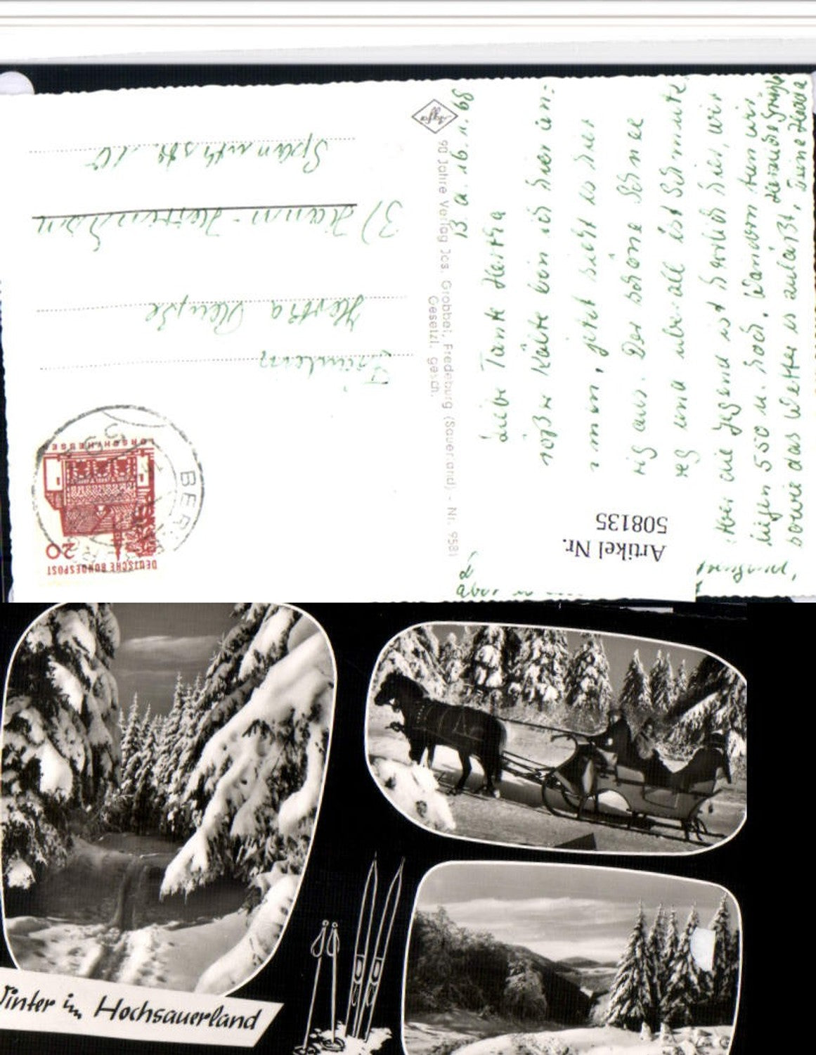508135,Winter im Hochsauerland b. Winterberg Pferdeschlitten Mehrbildkarte