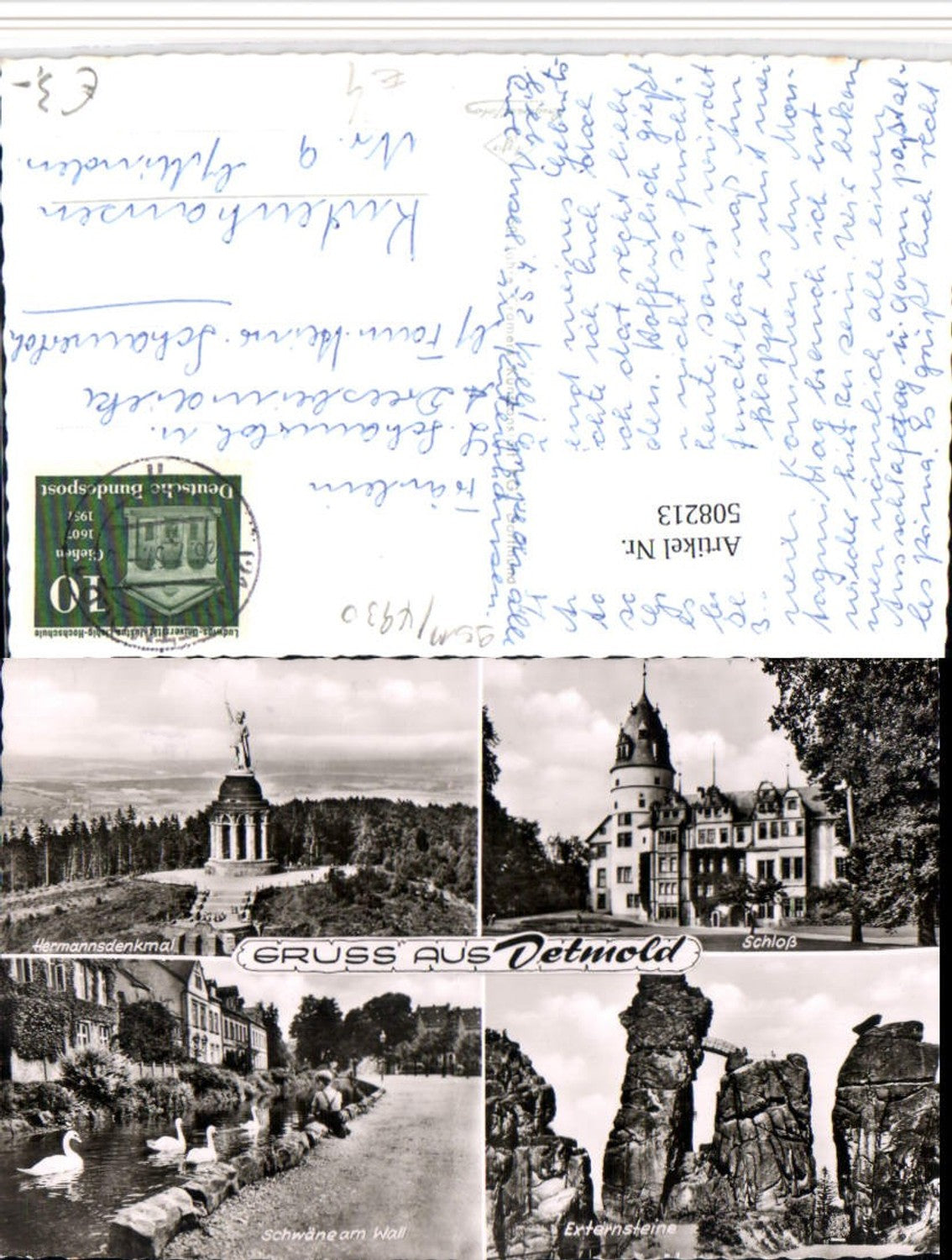 508213,Detmold Schloss Schwäne Hermanns-Denkmal Externsteine Mehrbildkarte