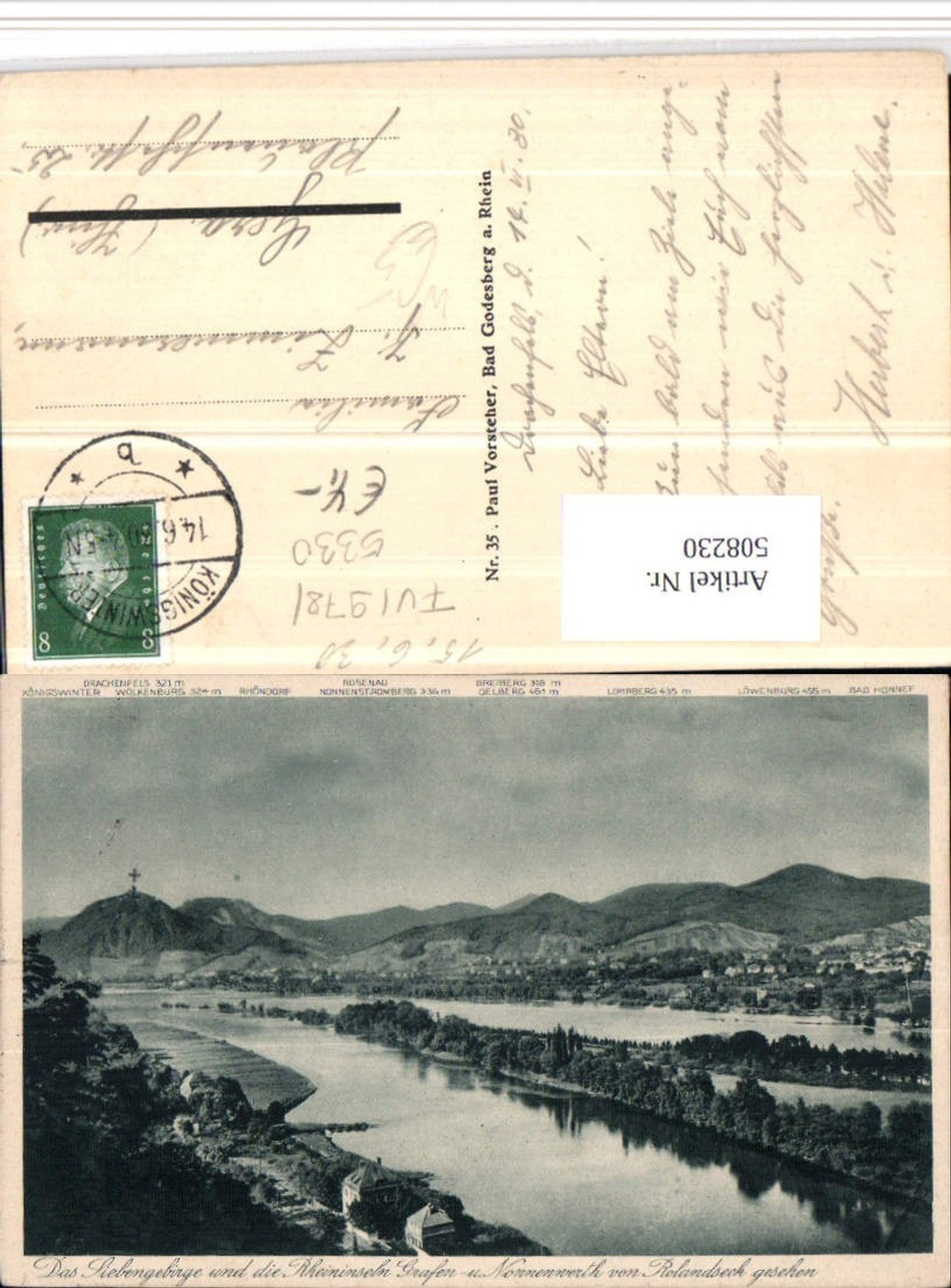 508230,Siebengebirge u. Insel Nonnwerth von Rolandseck b. Remagen