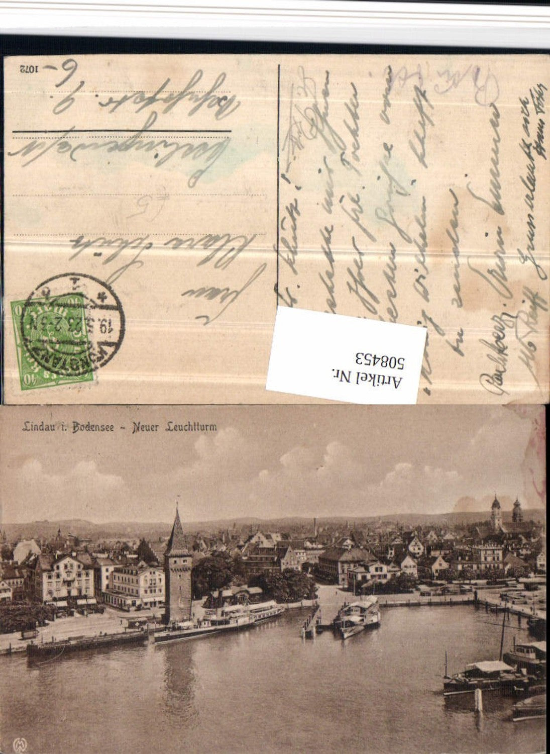 508453,Lindau im Bodensee Teilansicht Leuchtturm Hafen Schiffe