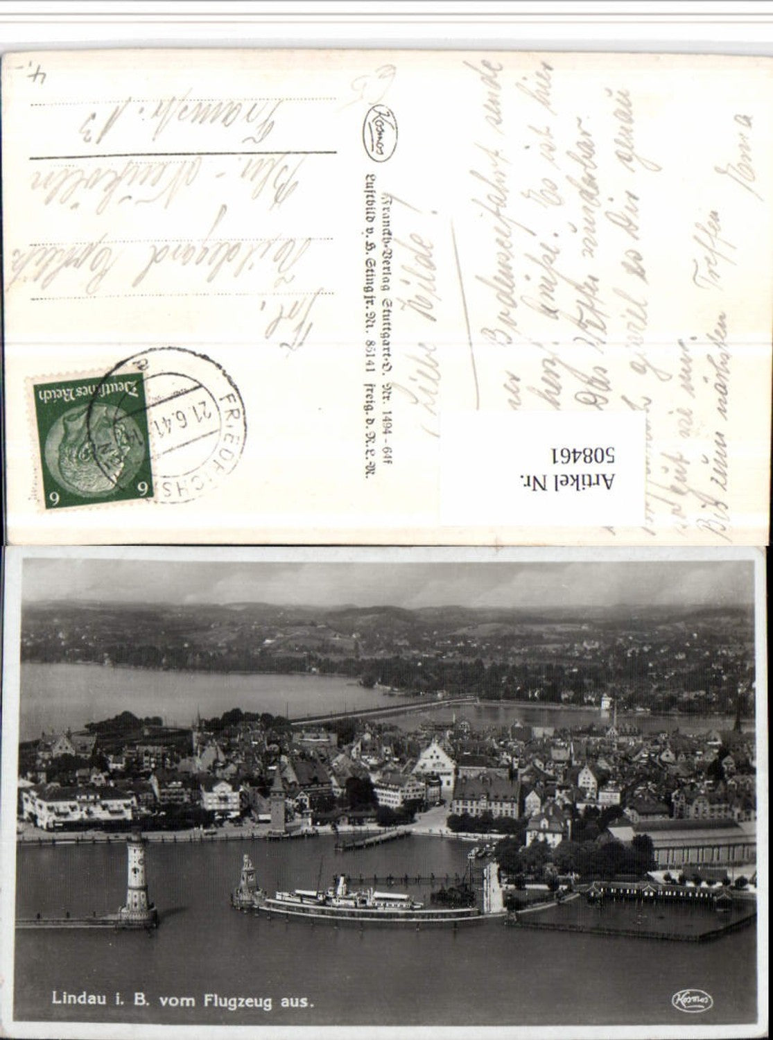 508461,Lindau im Bodensee Totale Hafen Dampfer Fliegeraufnahme