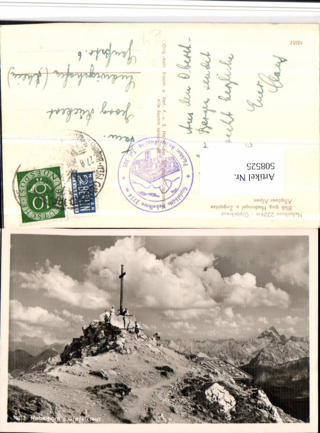 508525,Nebelhorn b. Oberstdorf Gipfelkreuz Bergkulisse