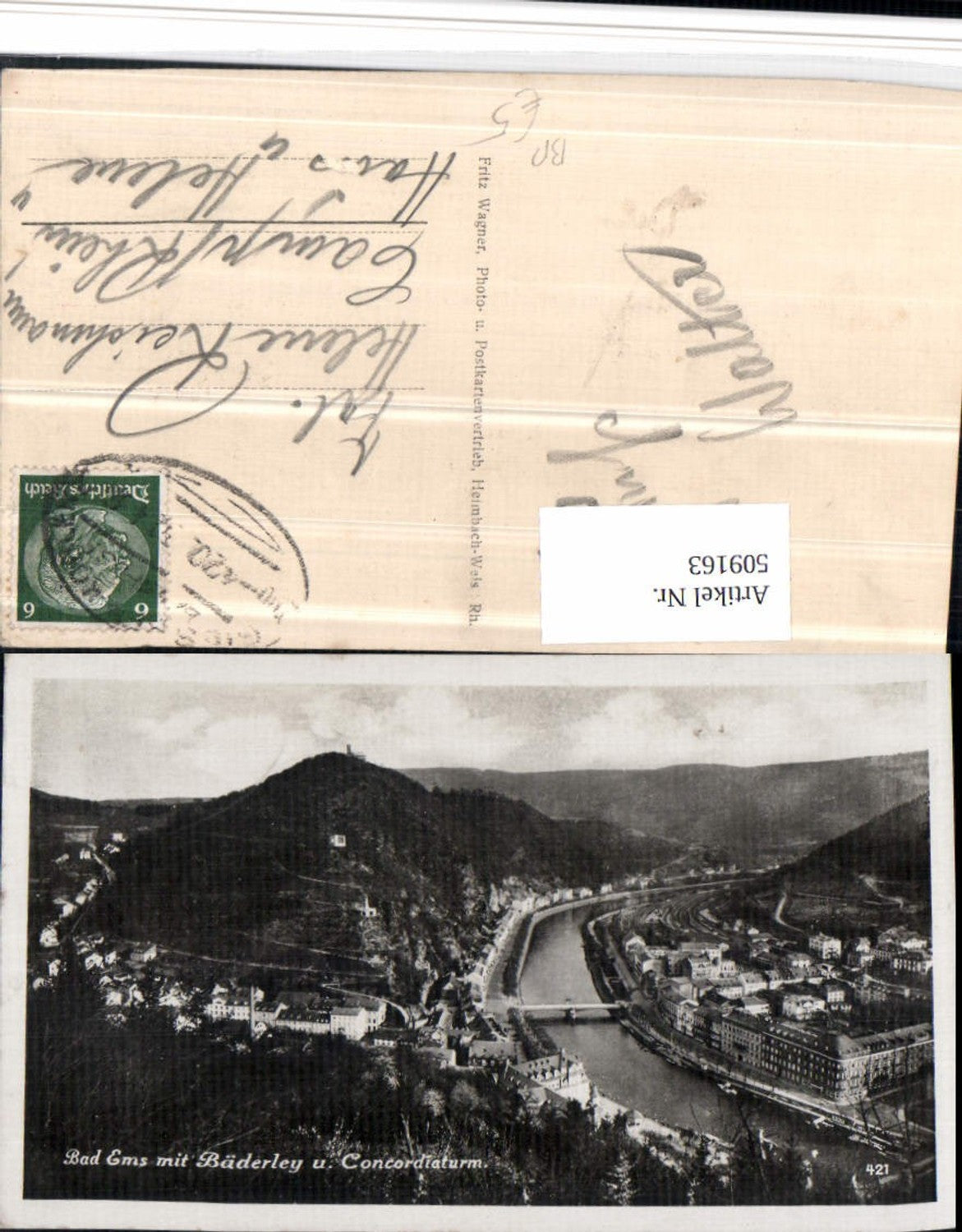 509163,Bad Ems Totale m. Bäderley u. Concordiaturm Banpost Zug 420 nach Koblenz