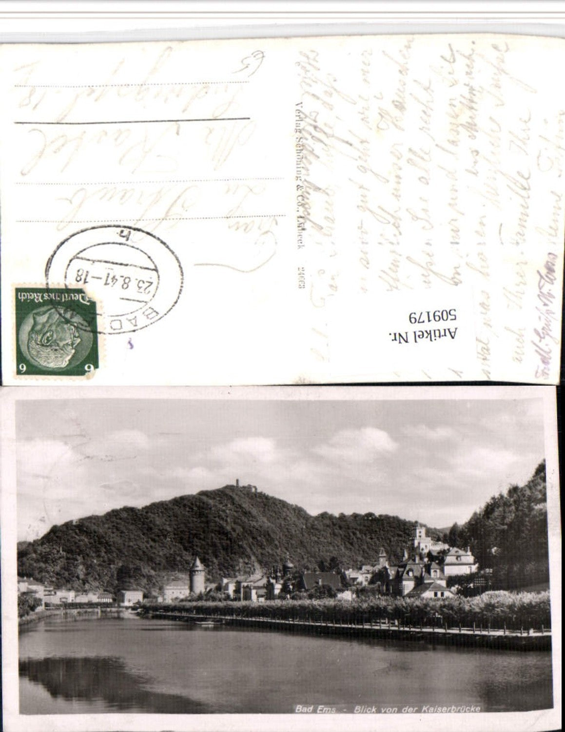 509179,Bad Ems Teilansicht von d. Kaiserbrücke Fluss