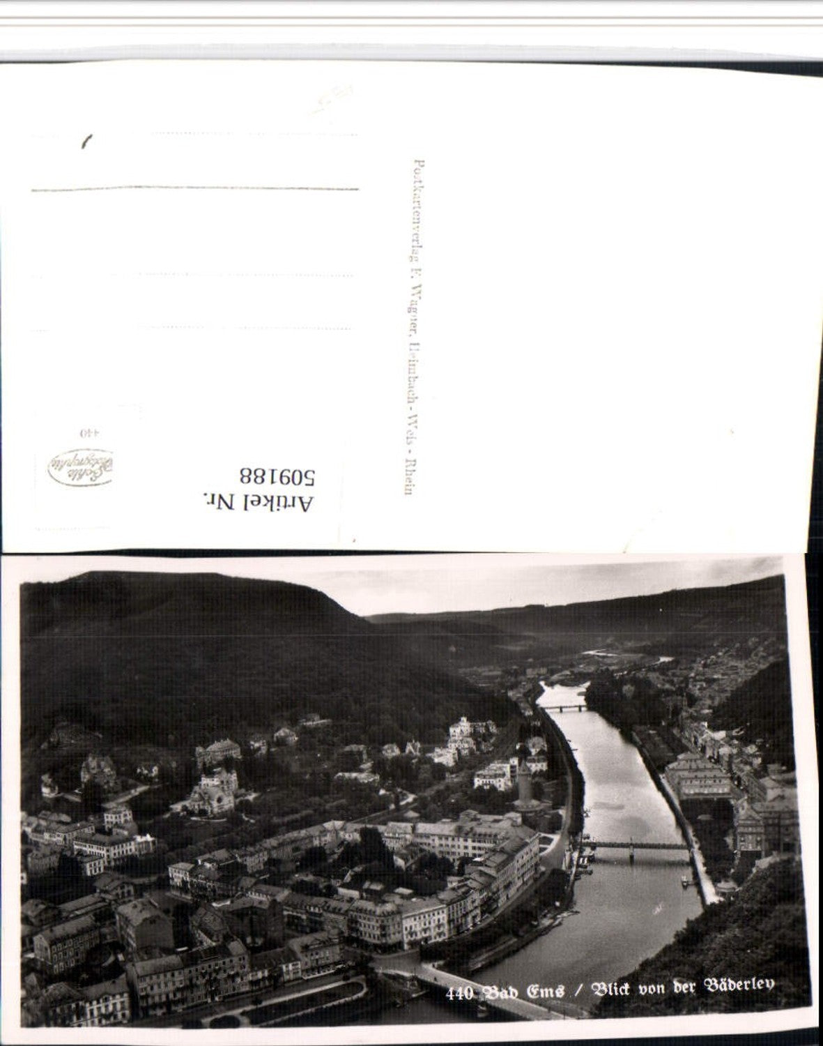 509188,Bad Ems Totale von d. Bäderley Fluss Brücken