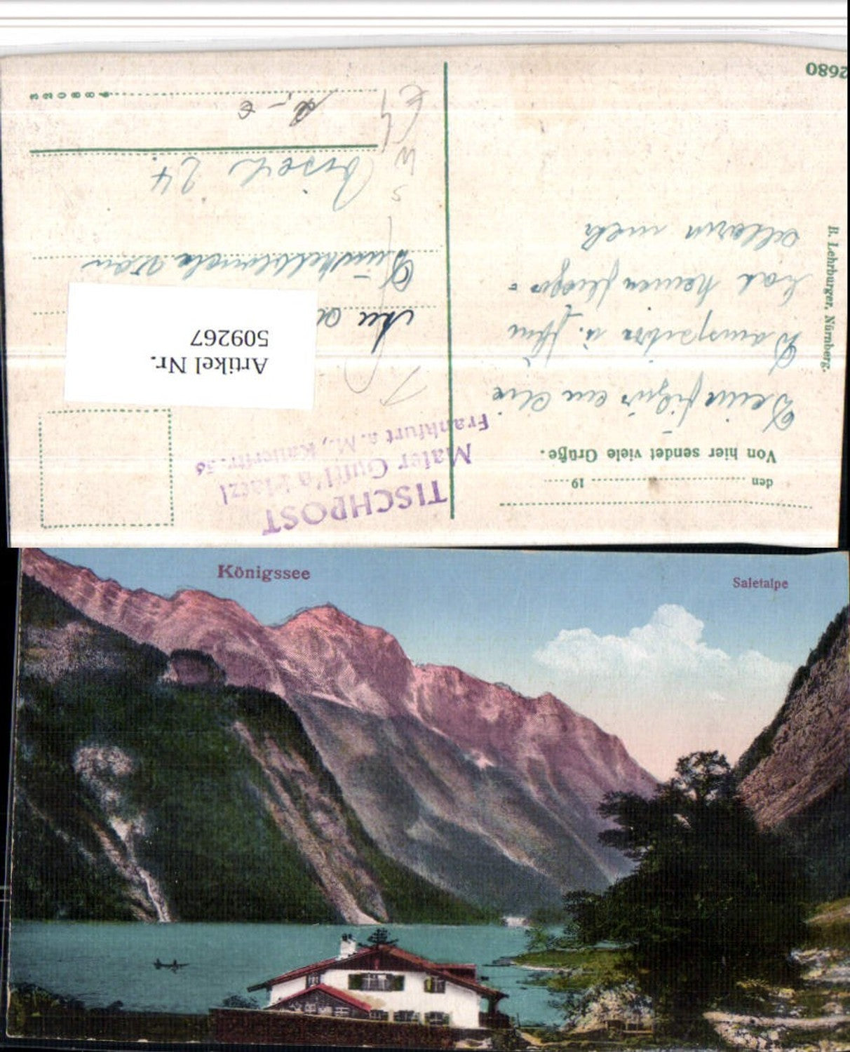 509267,Königssee See b. Schönau Saletalpe Bergkulisse Tischpost Stempel