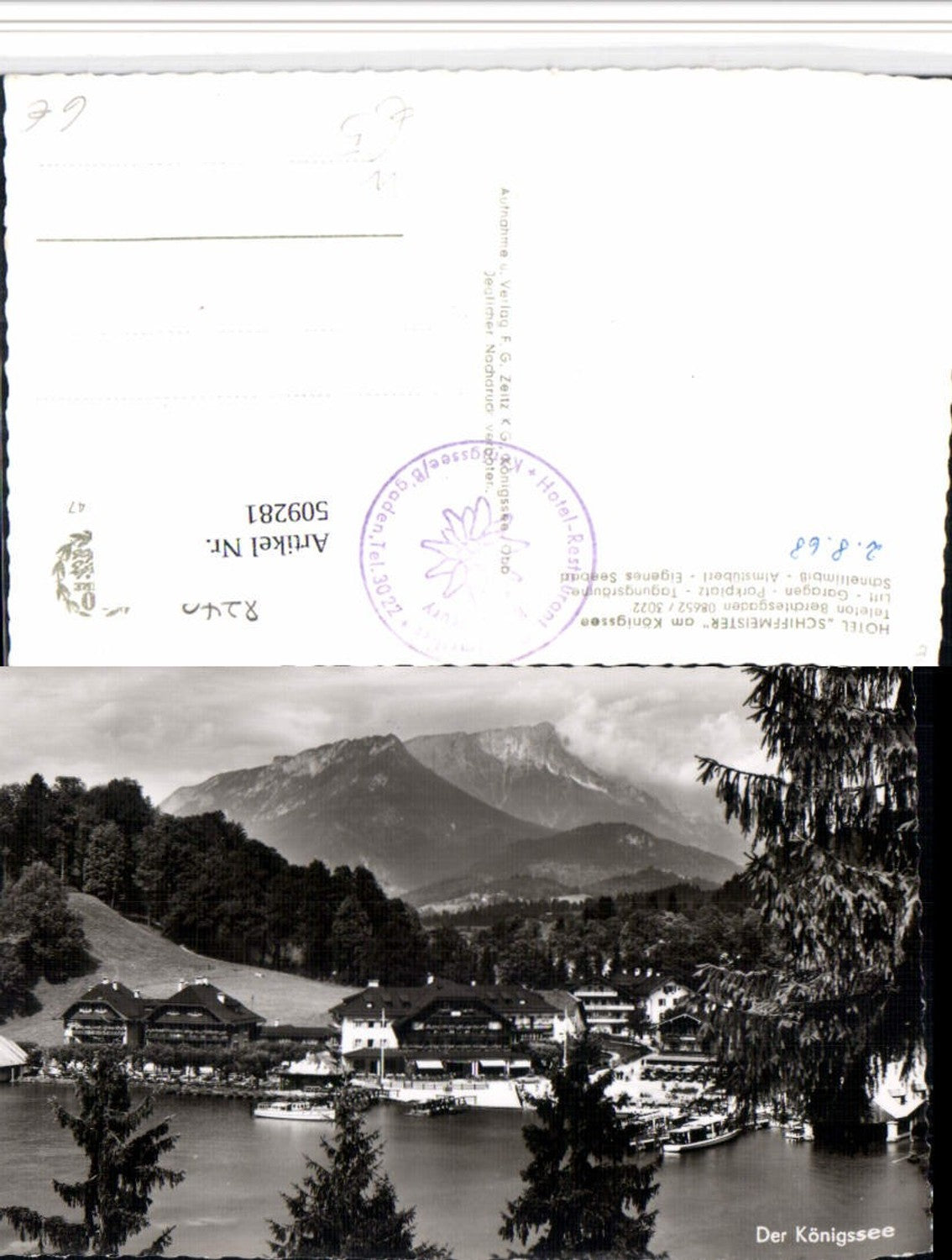 509281,Königssee See b. Schönau Hotel Schiffmeister Bergkulisse