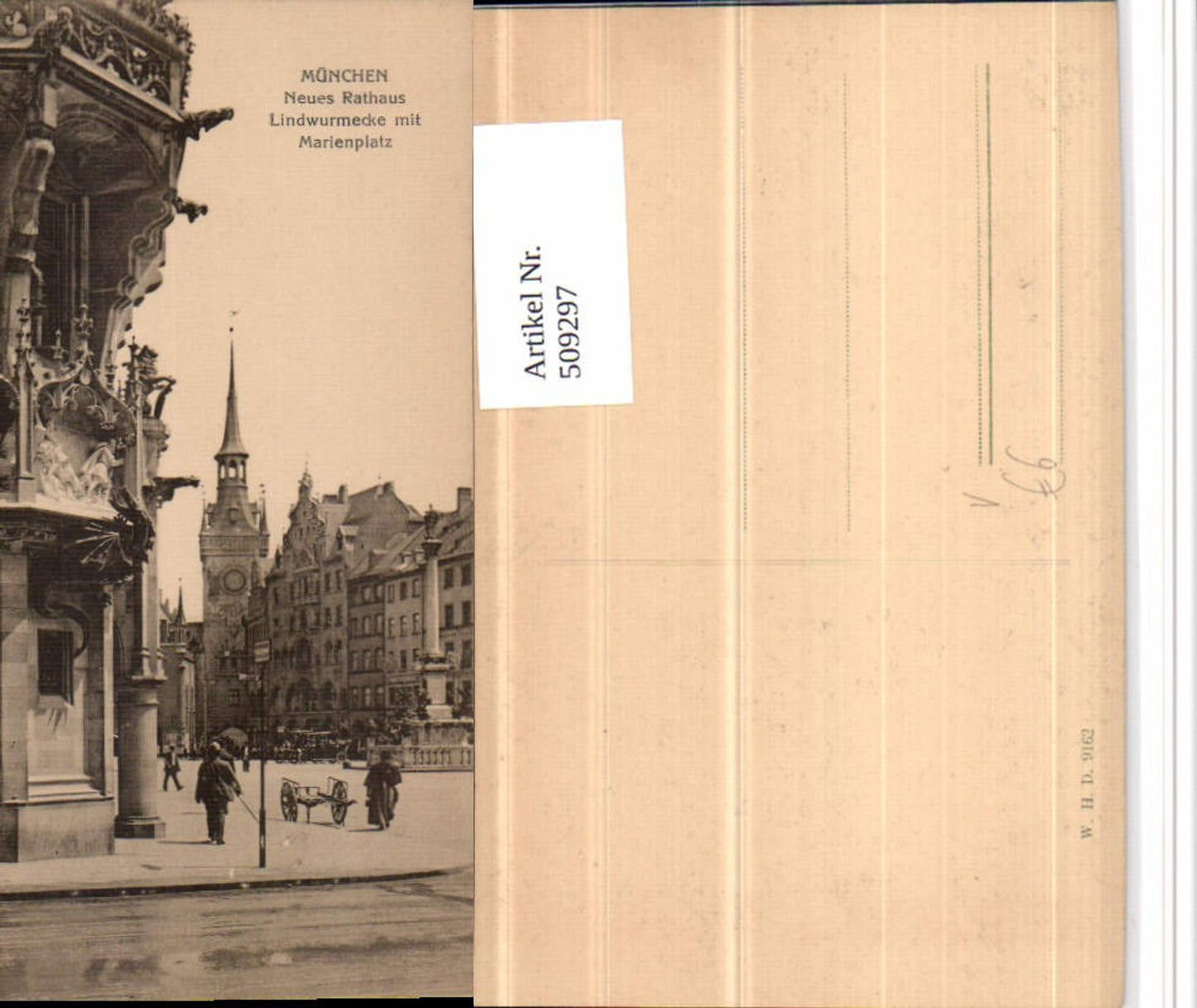 509297,München Neues Rathaus Lindwurmecke m. Marienplatz pub W.H.D. 9162