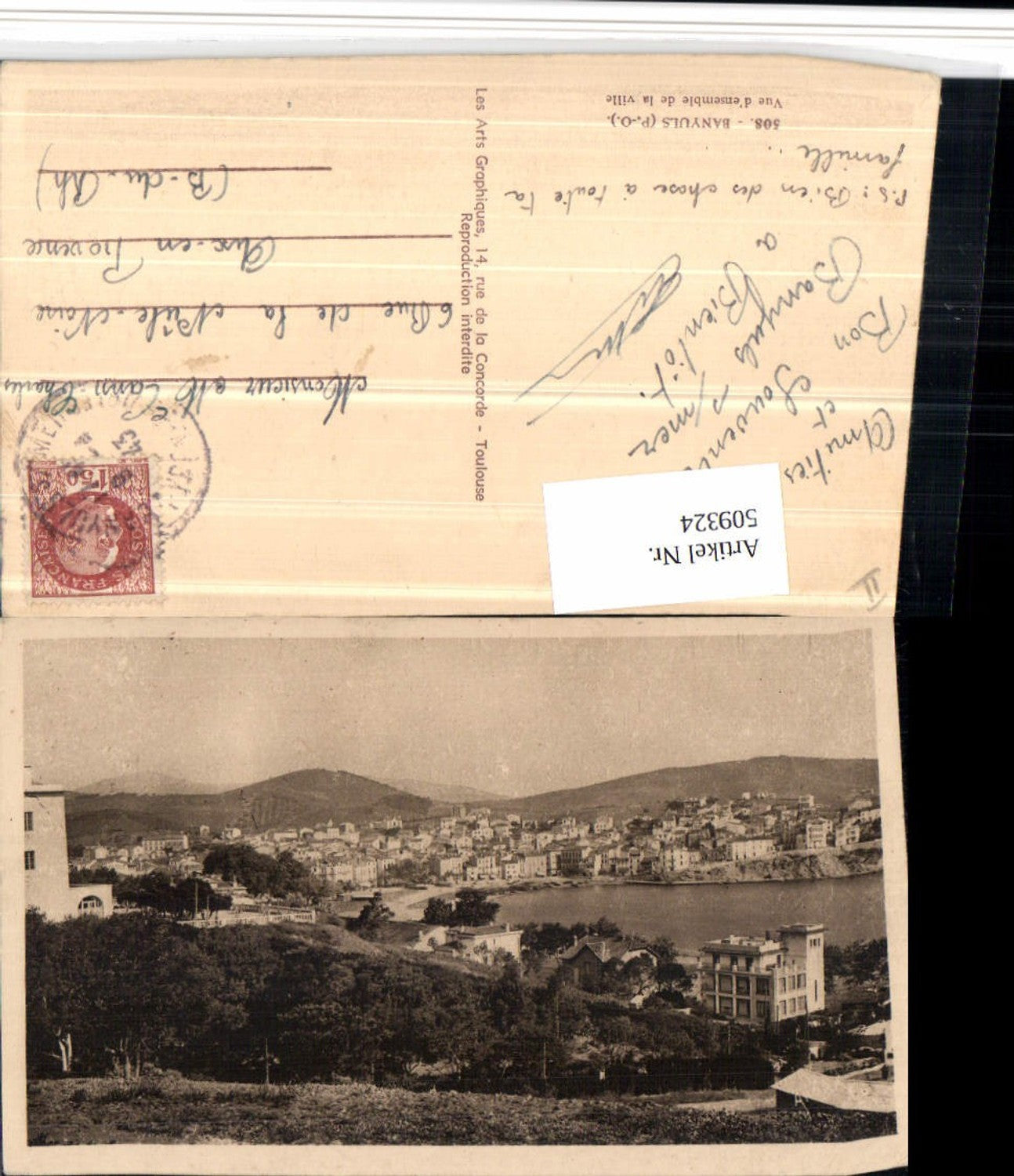 509324,Languedoc-Roussillon Pyrenees-Orientales Banyuls Vue de la ville Totale