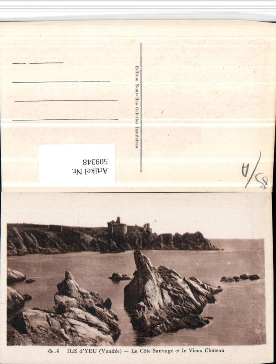 509348,Pays de la Loire Vendee Ile d'Yeu Cote Sauvage et Chateau Küste