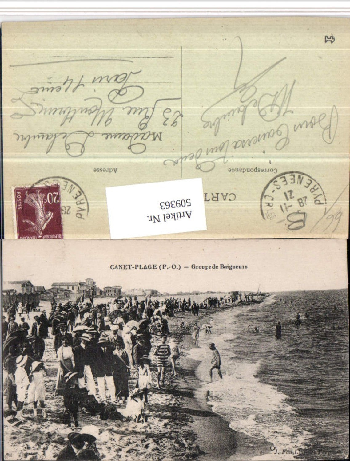 509363,Languedoc-Roussillon Pyrenees-Orientales Canet-Plage Baigneurs Strandleben