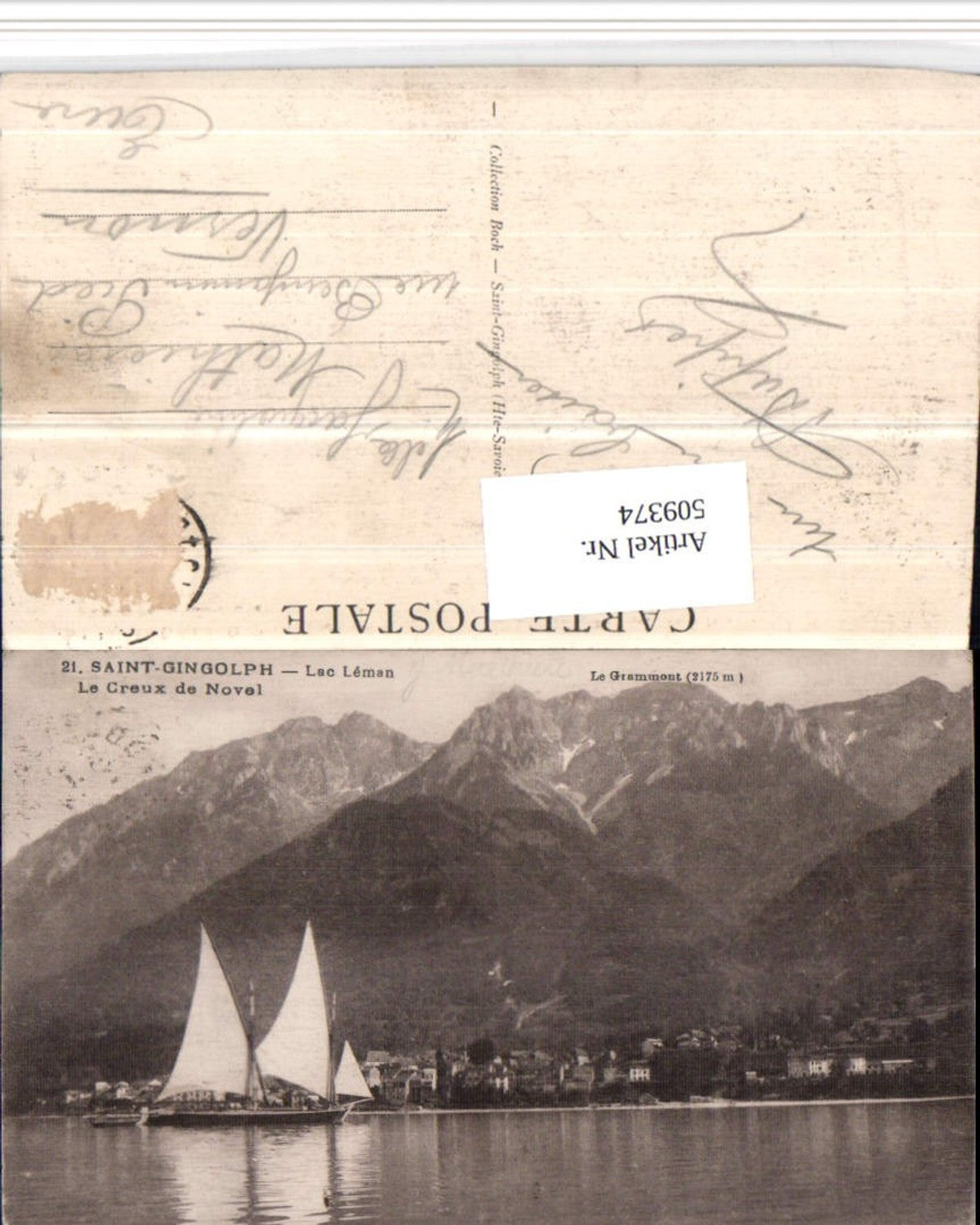 509374,Rhone-Alpes Haute-Savoie Saint-Gingolph Segelboot Bergkulisse