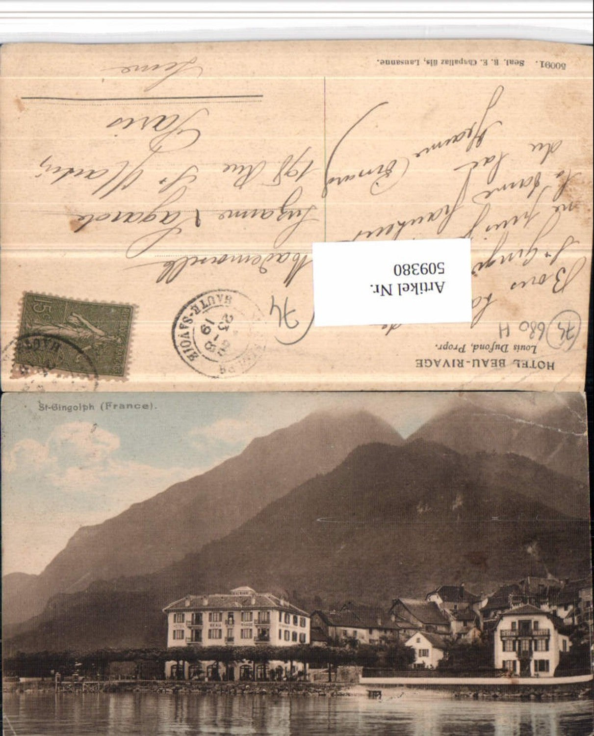 509380,Rhone-Alpes Hatue-Savoie St-Gingolph Hotel Beau Rivage Bergkulisse