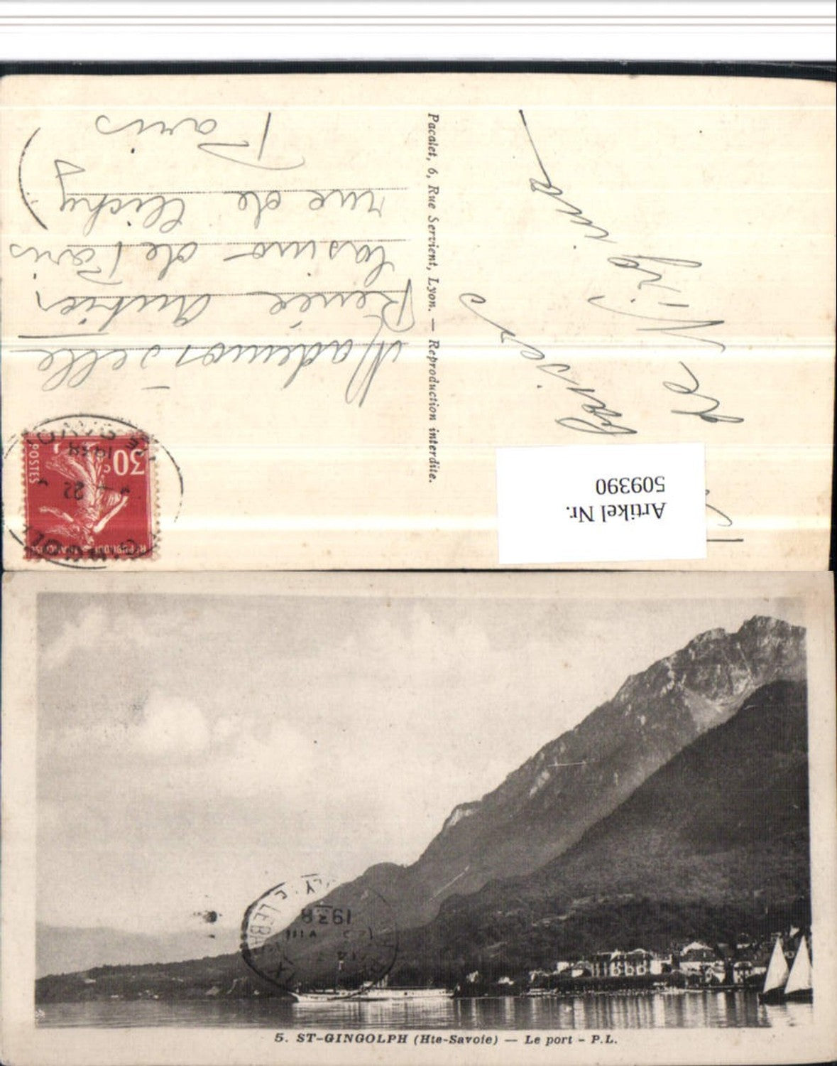 509390,Rhone-Alpes Hatue-Savoie St-Gingolph Le port Hafen Dampfer Bergkulisse