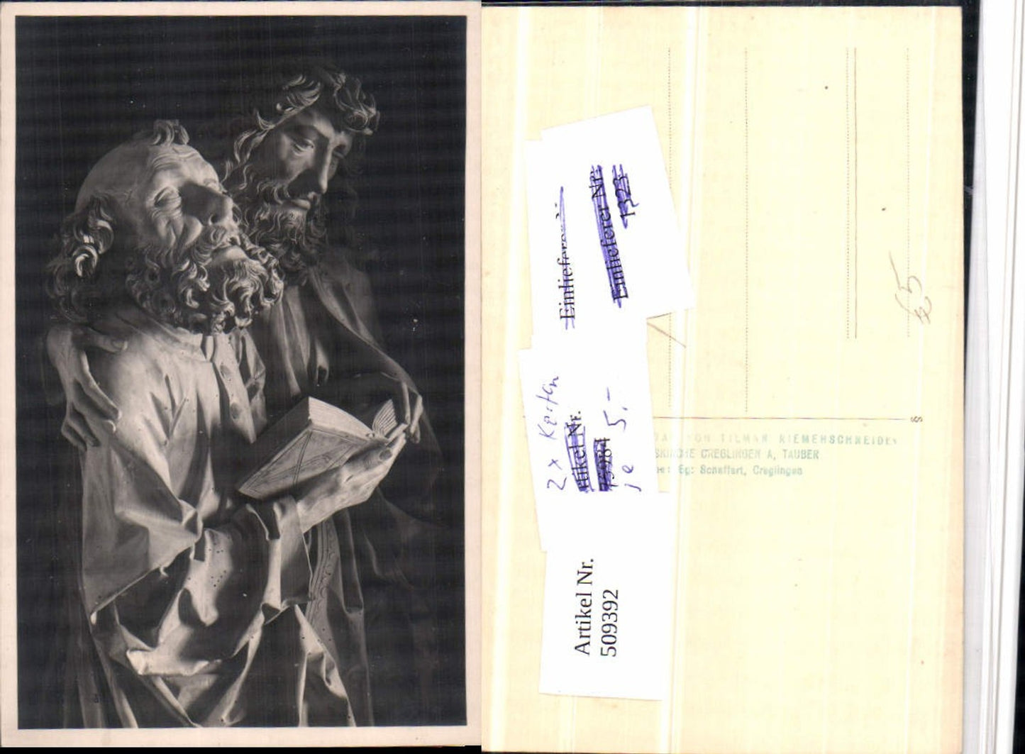 509392,Creglingen Herrgottskirche Marienaltar Statue Bibel