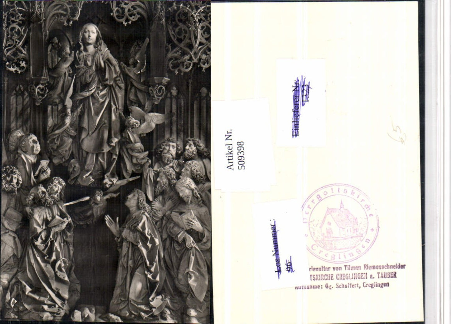 509398,Creglingen Herrgottsirche Marienaltar Statue Engeln