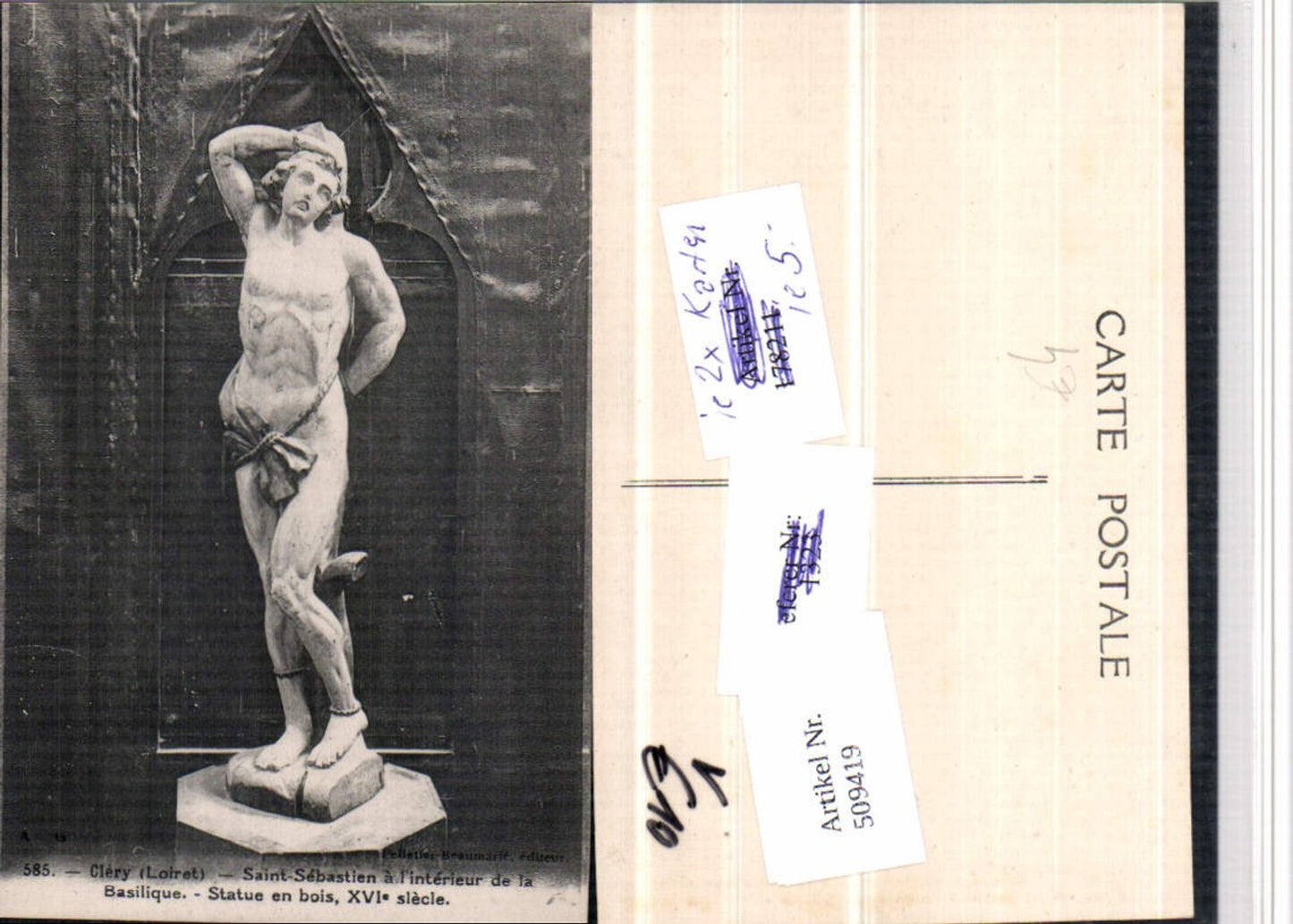 509419,Clery Basilique Kirche Saint-Sebastien Statue