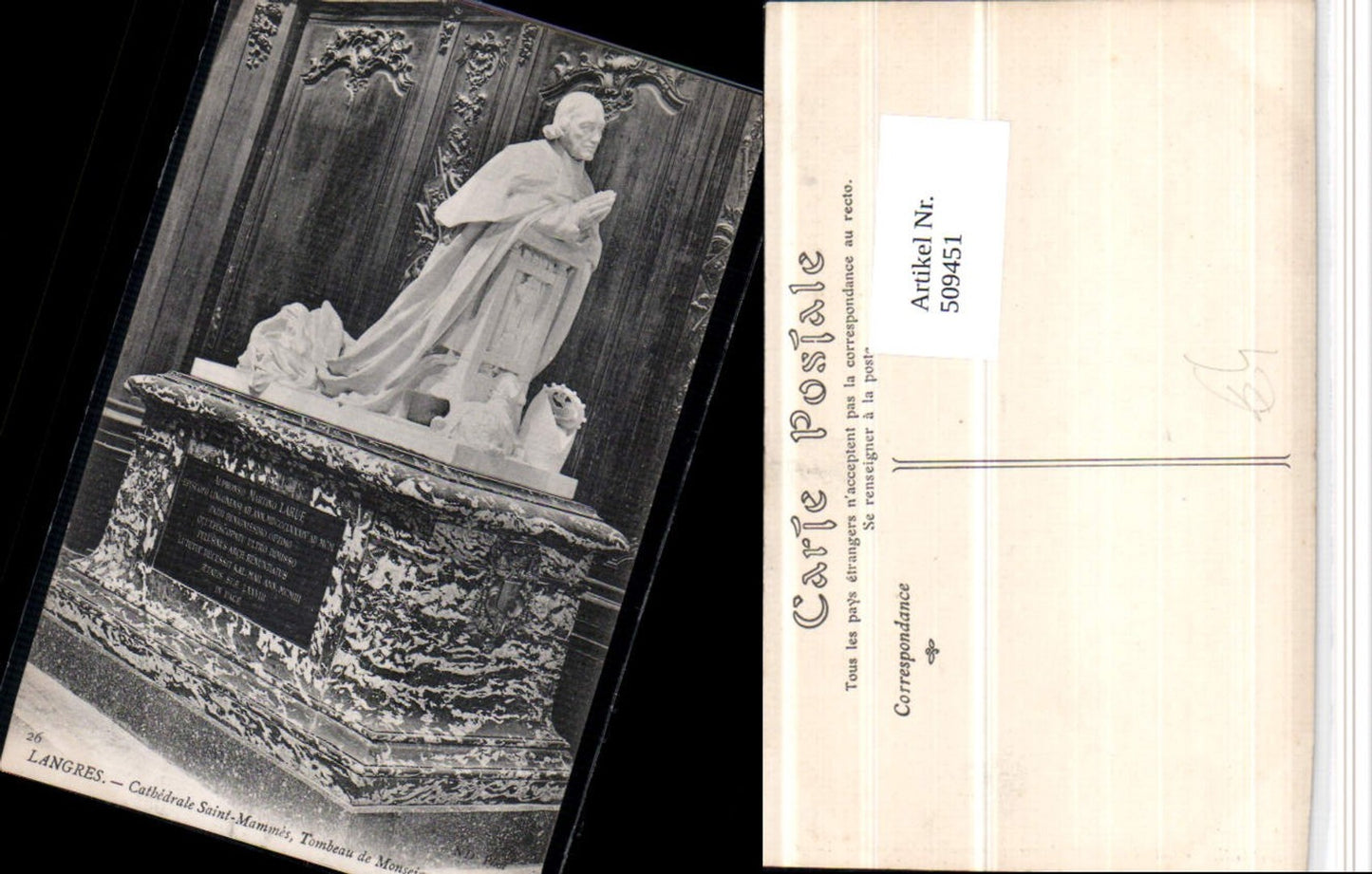 509451,Langers Cathedrale Saint-Mammes Tombeau Monseigneur Larue Statue