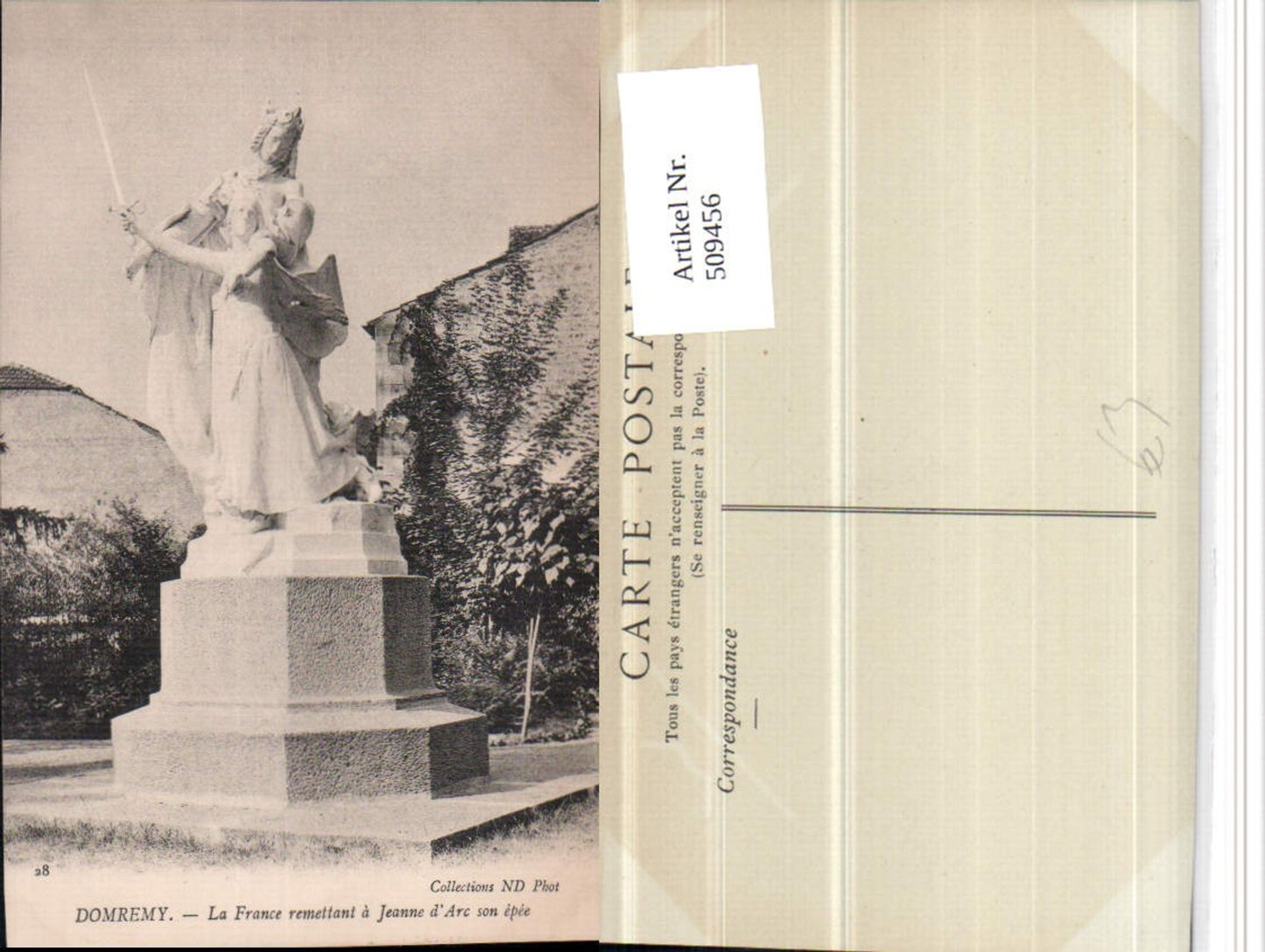 509456,Domremy La France remettant Jeanne d'Arc Statue