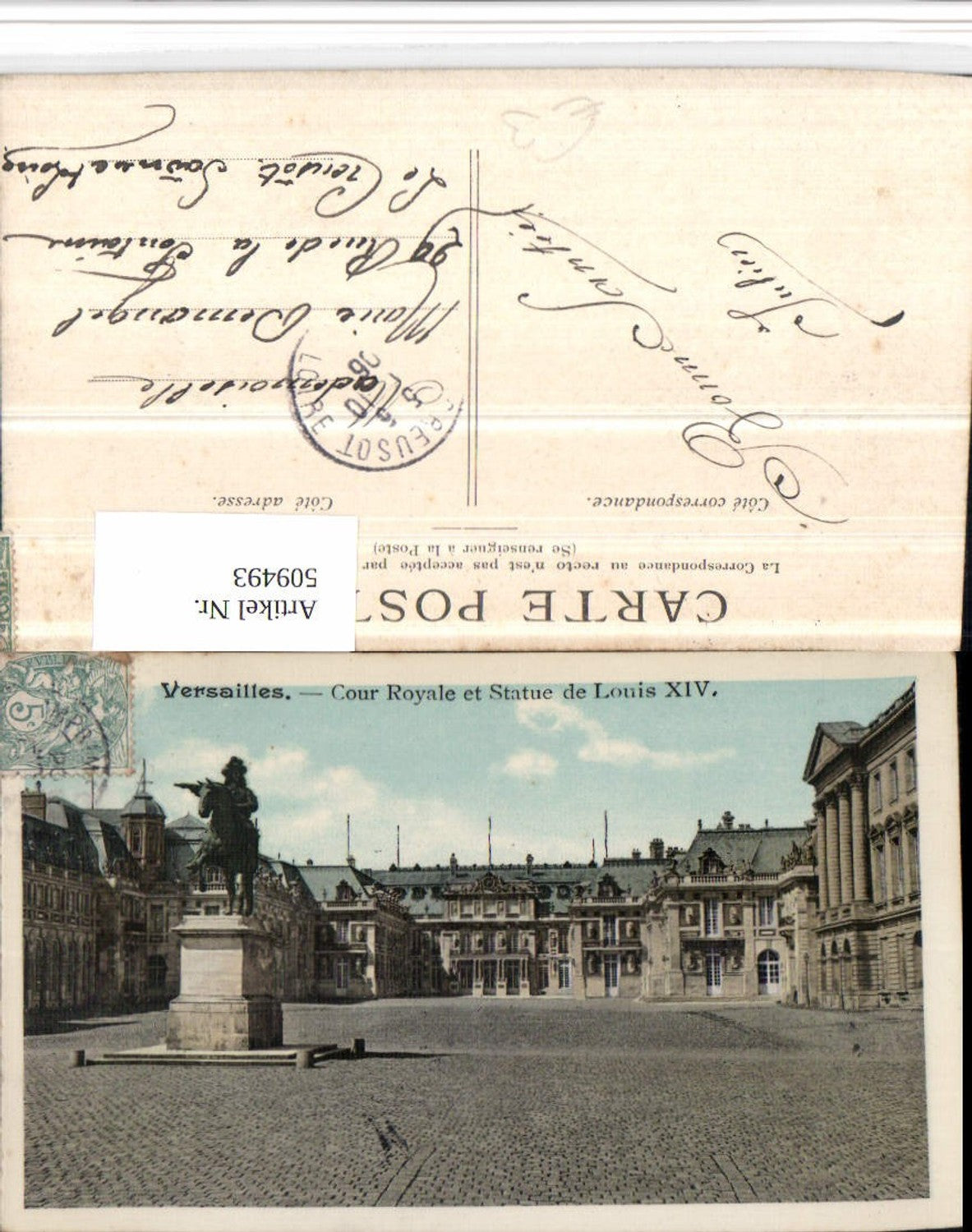 509493,Versailles Cour Royale et Statue de Louis XIV Denkmal