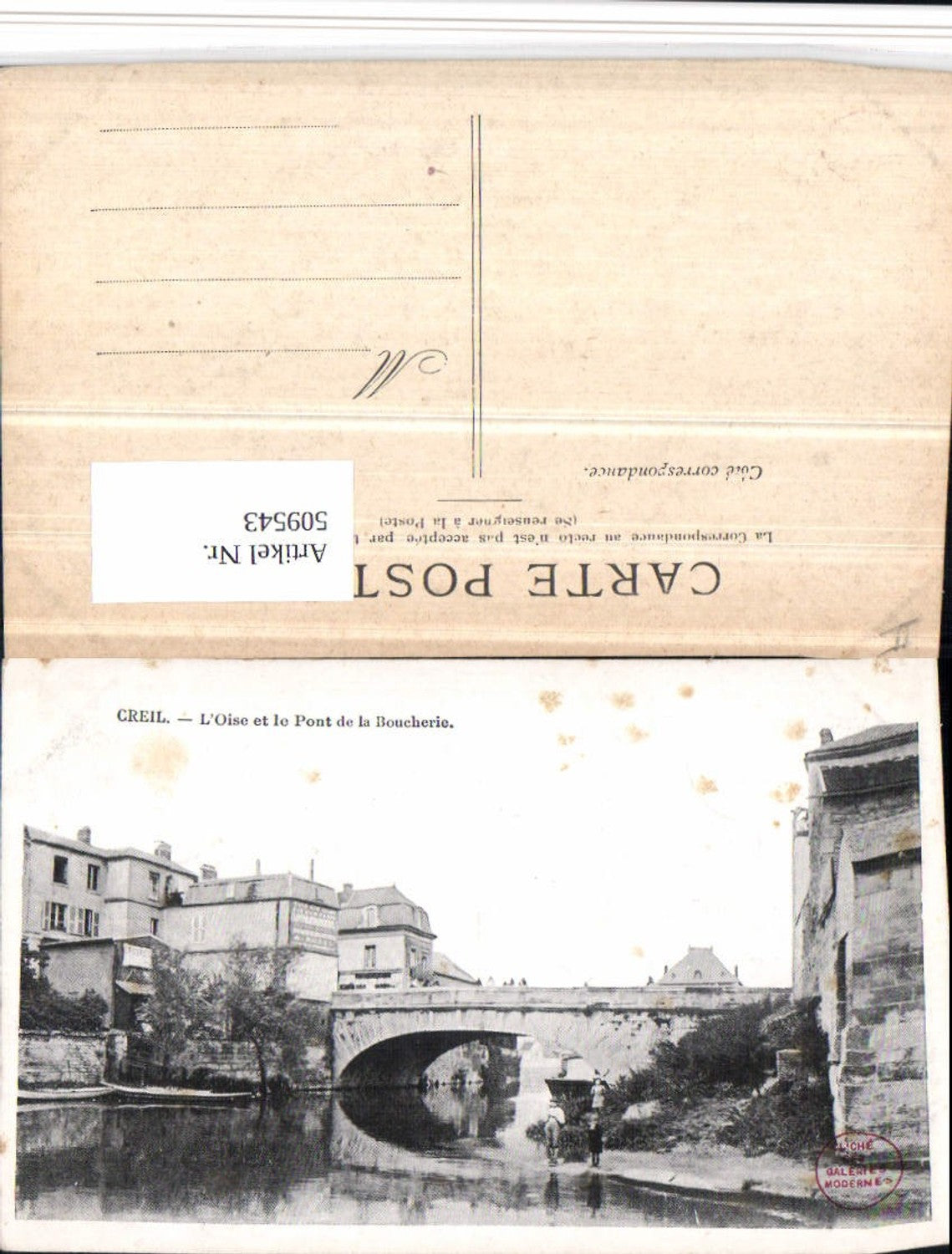 509543,Picardie Oise Creil L'OIse et le Pont de la Boucherie Brücke
