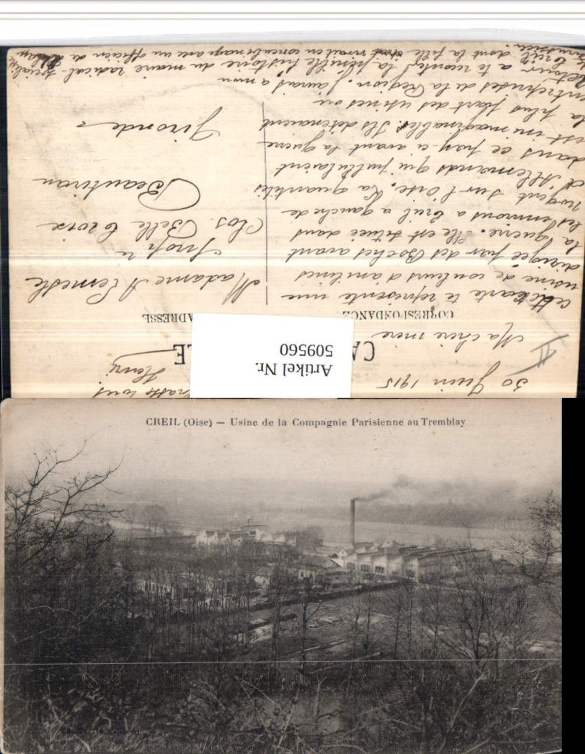 509560,Picardie Oise Creil Usine de la Compagnie Parisienne au Tremblay Fabrik