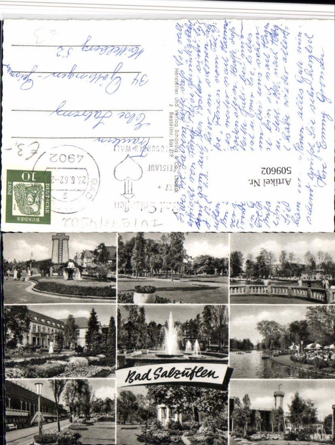 509602,Bad Salzuflen Kurpark Kurhaus See Brunnen Mehrbildkarte