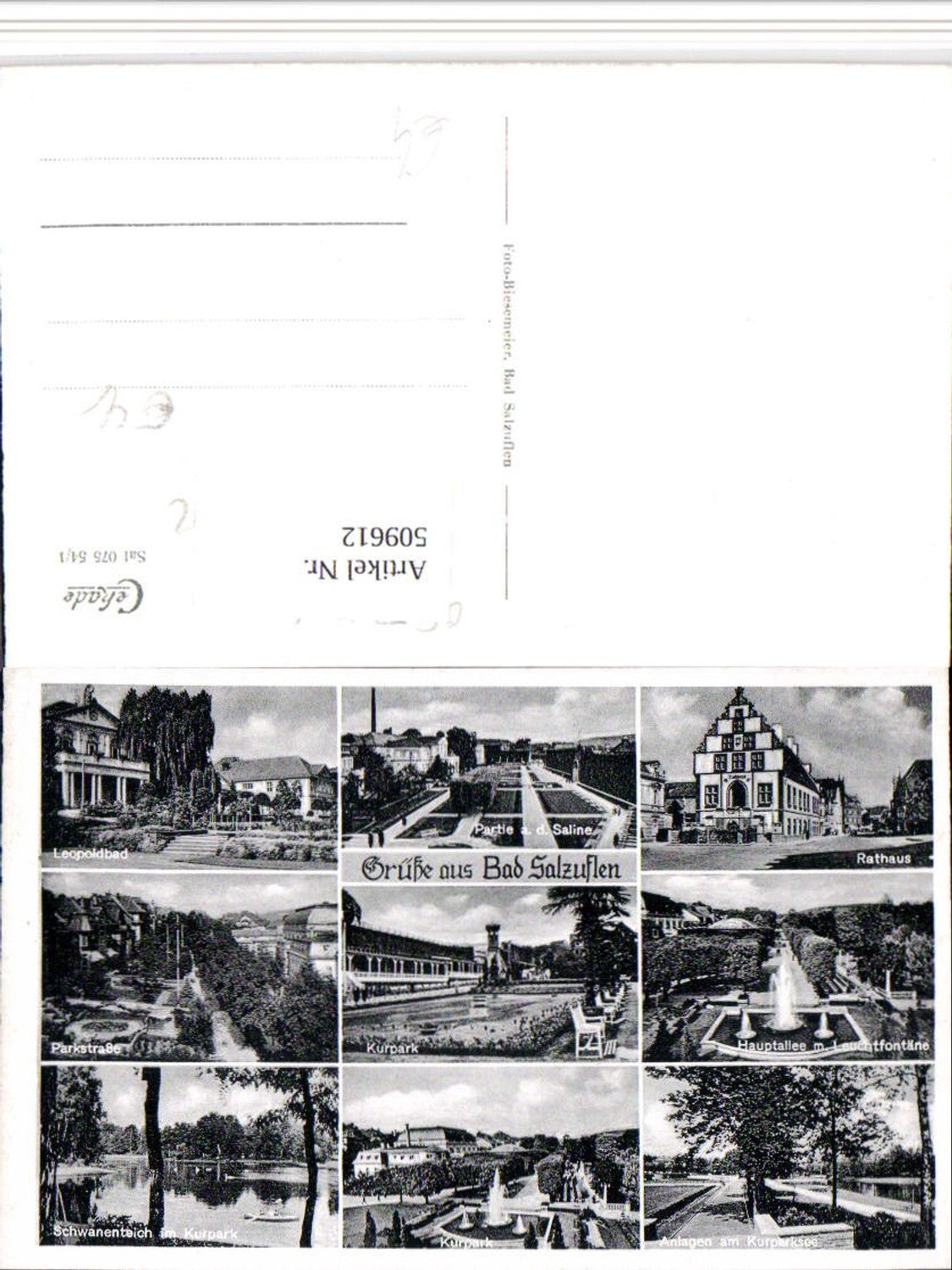 509612,Bad Salzuflen Rathaus Saline Kurpark Teich Mehrbildkarte