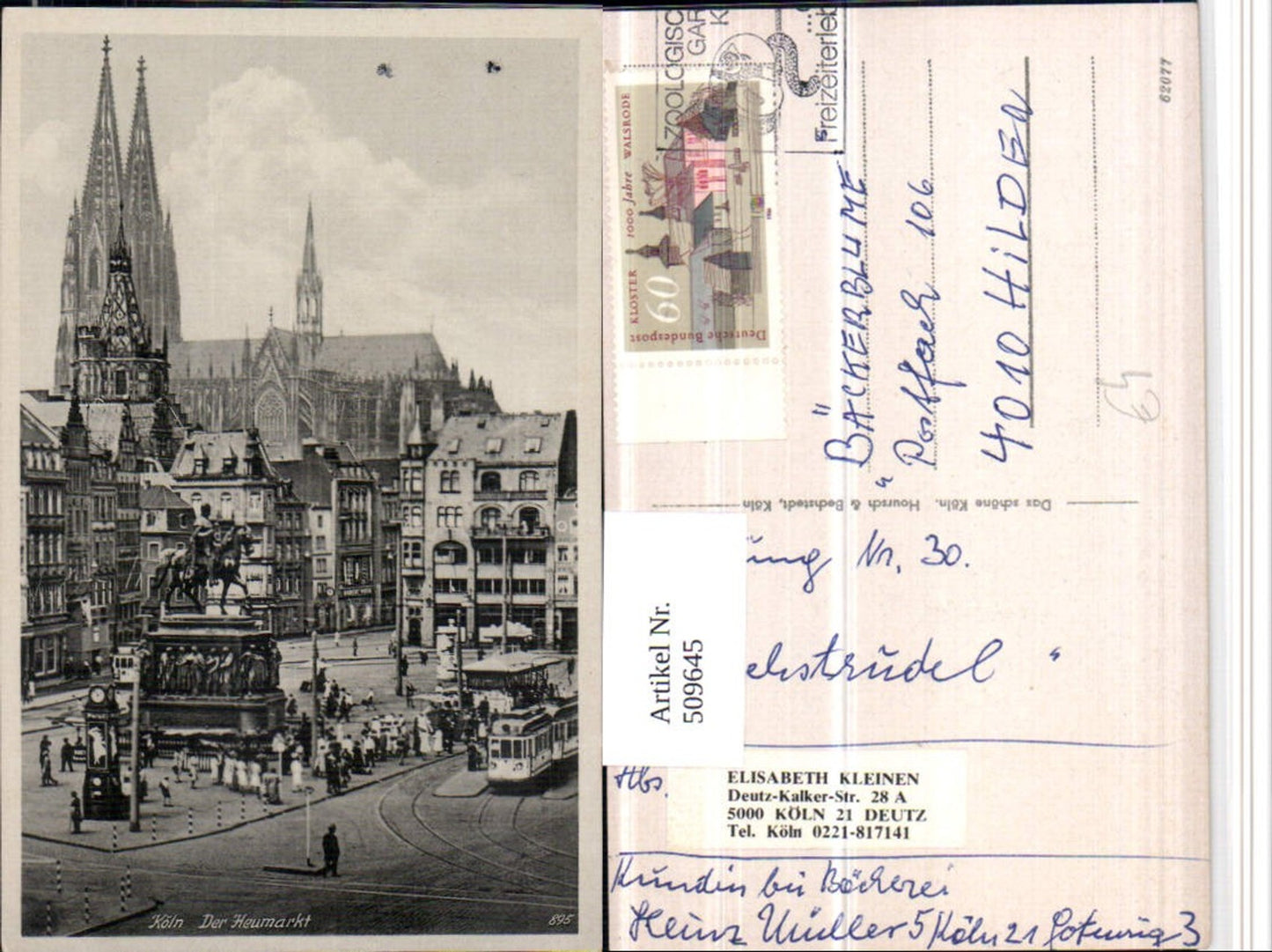 509645,Köln am Rhein Heumarkt Denkmal Straßenbahn m. Dom Kirche