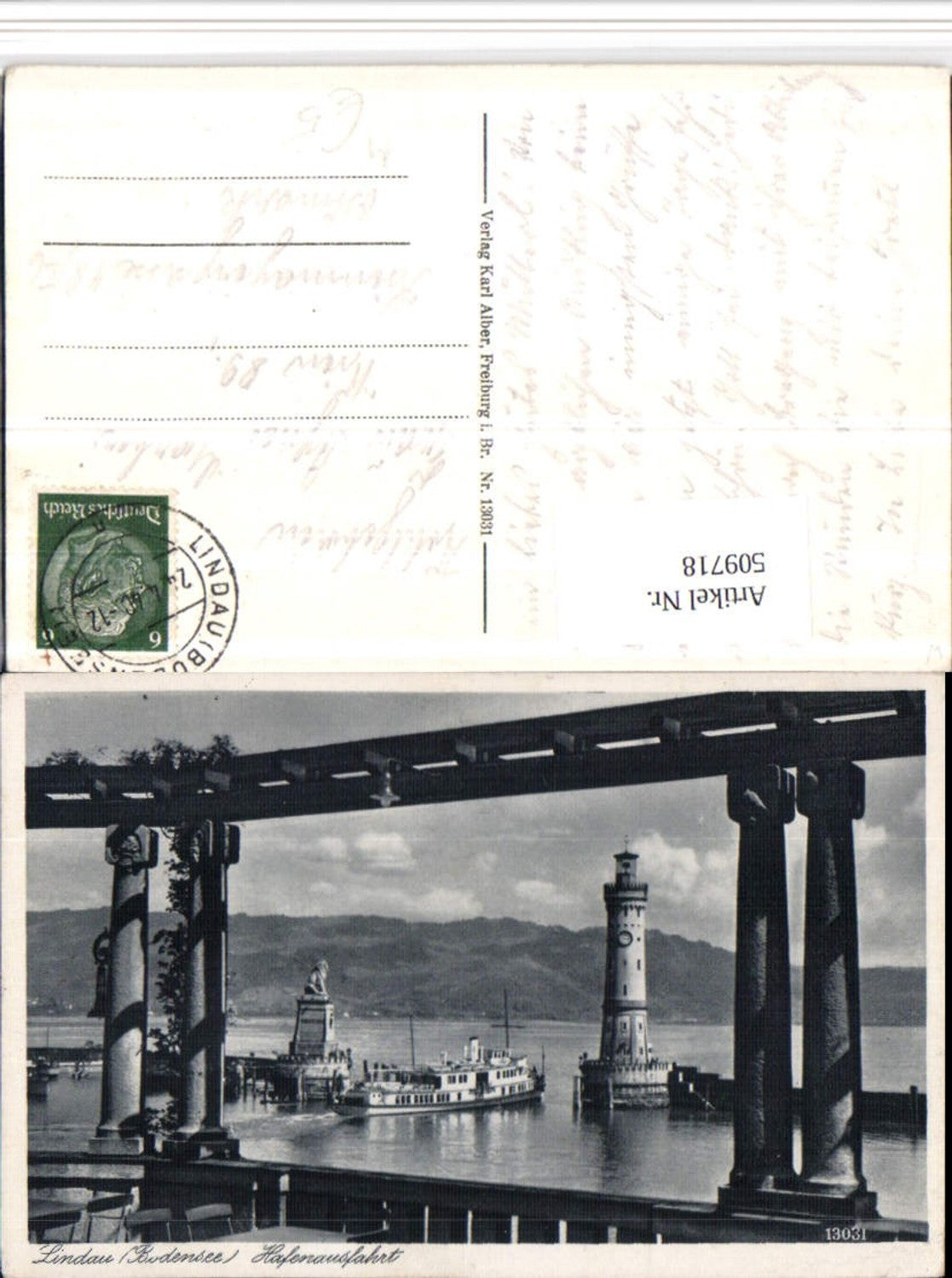 509718,Lindau im Bodensee Hafenausfahrt Dampfer Leuchtturm