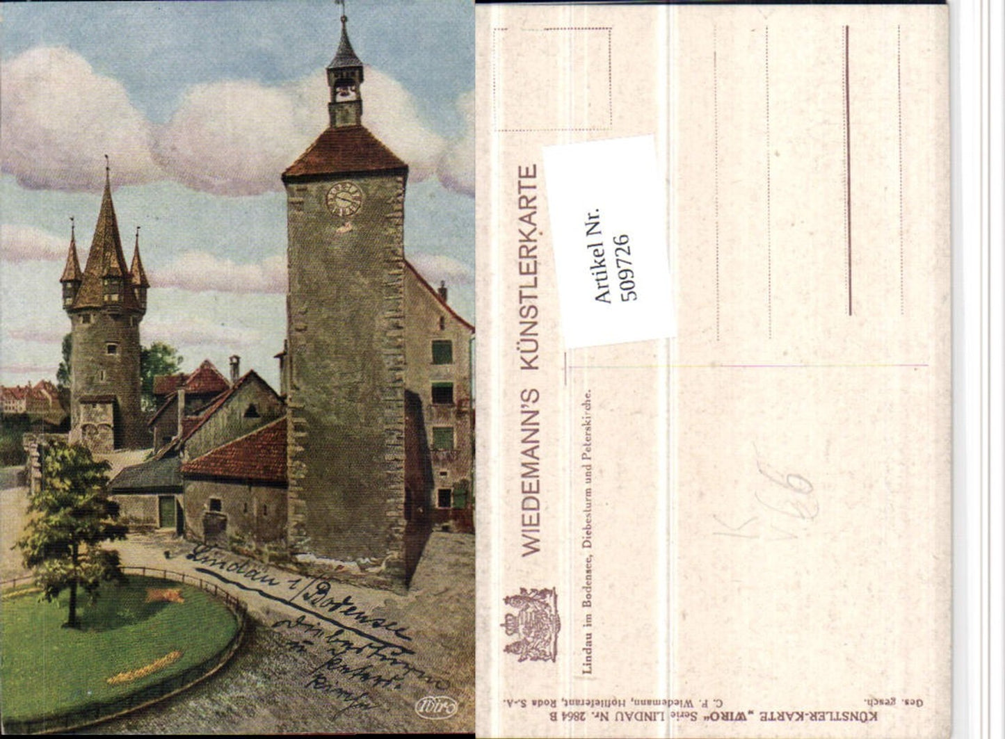 509726,Künstler AK Lindau im Bodensee Diebesturm Kirche pub Wiro 2864B