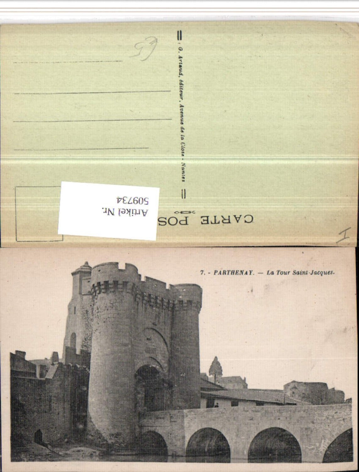 509734,Poitou-Charentes Deux-Sevres Parthenay Tour Saint-Jacques Tor Brücke