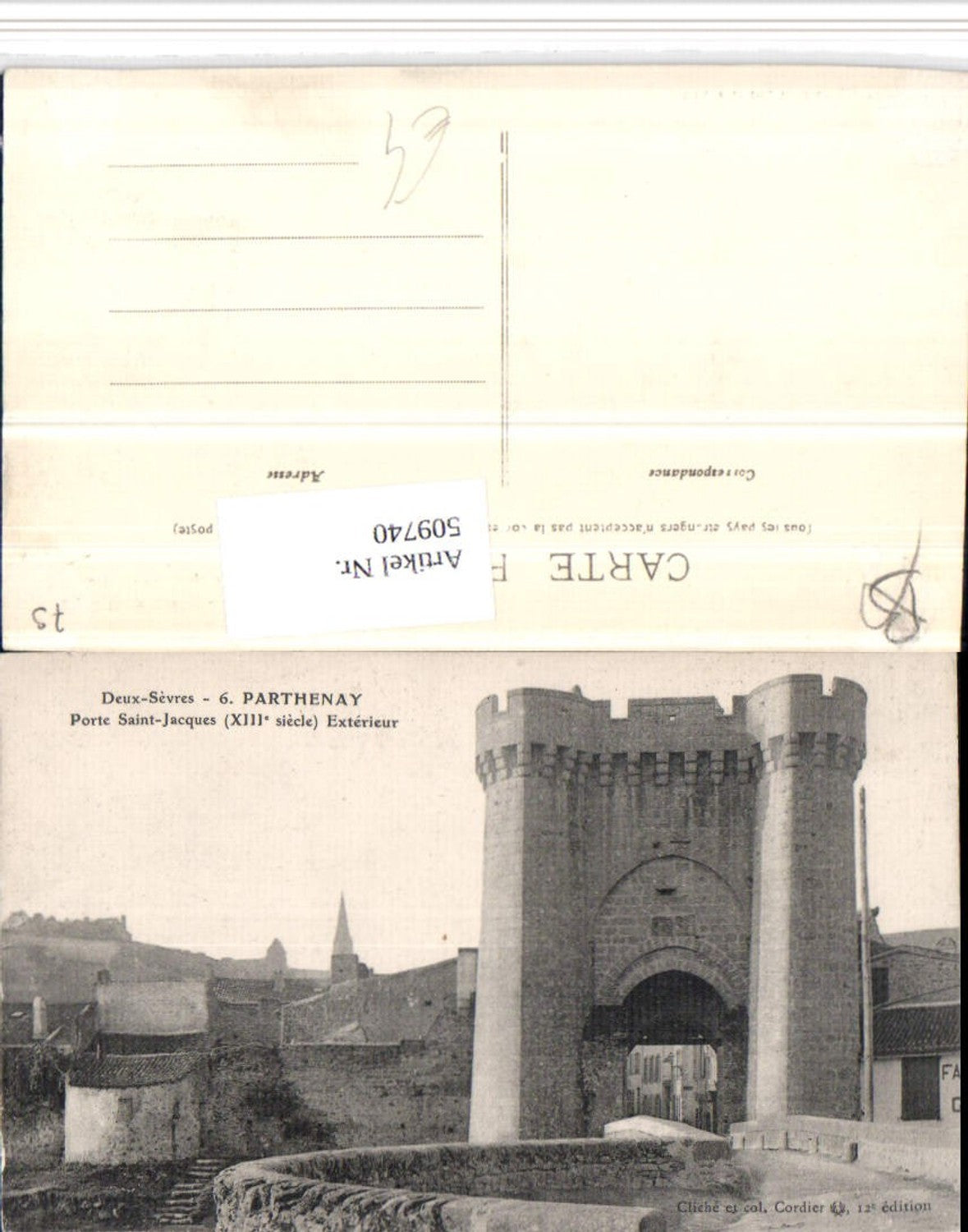 509740,Poitou-Charentes Deux-Sevres Parthenay Porte Saint-Jacques Tor