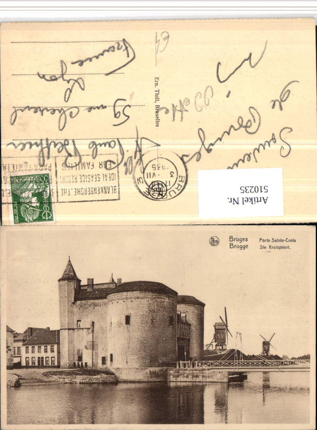 510235,Belgium Bruges Brügge Porte Sainte-Croix Tor Windmühle