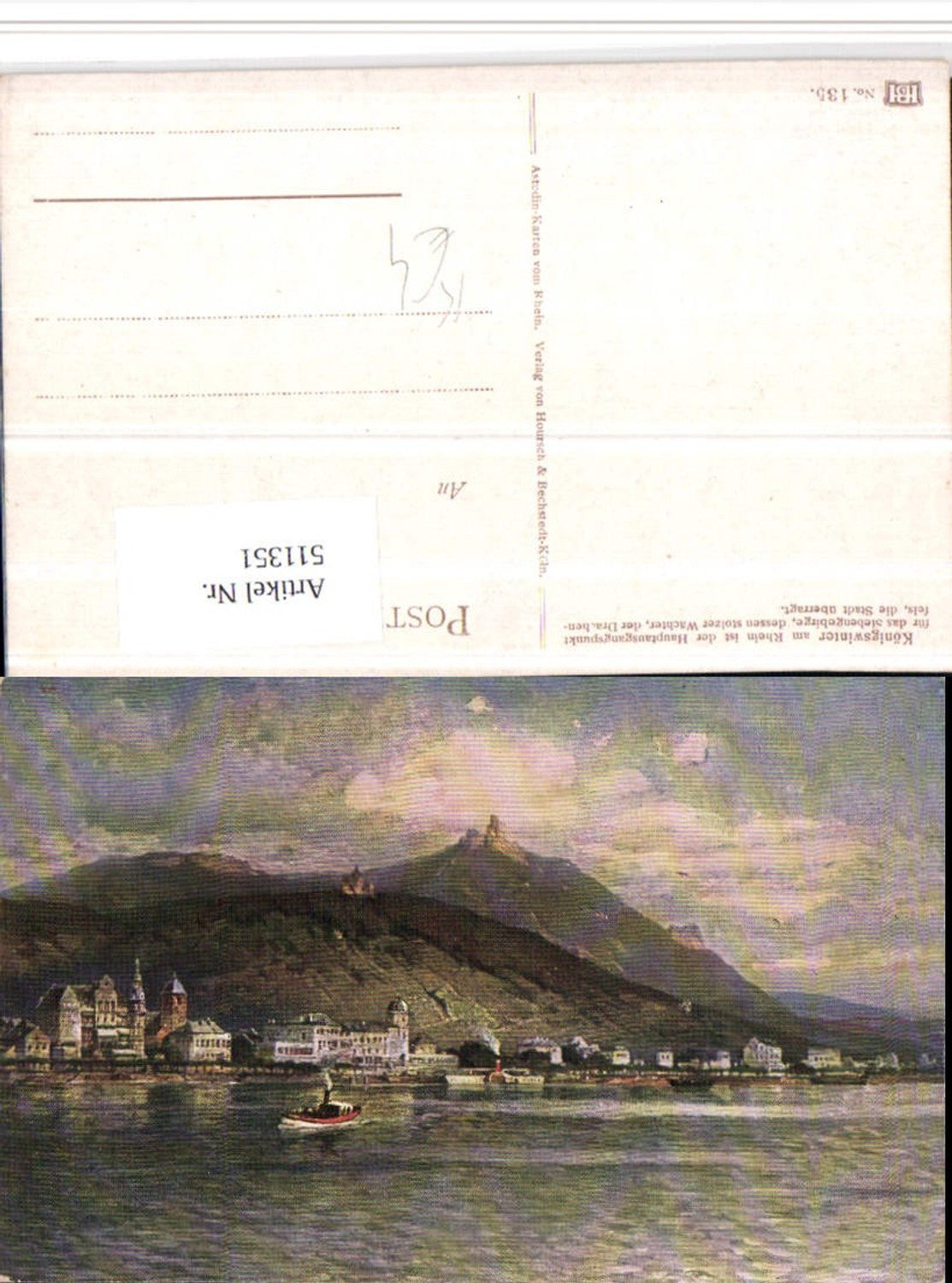 511351,Künstler AK N. Astudin Königswinter am Rhein Totale m. Drachenfels
