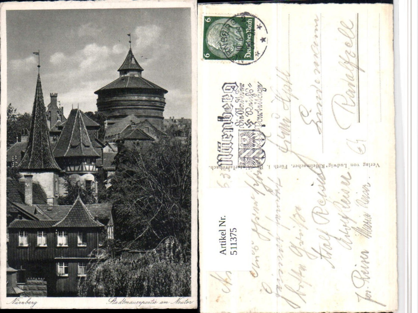 511375,Nürnberg Stadtmauerpartie am Neutor Turm