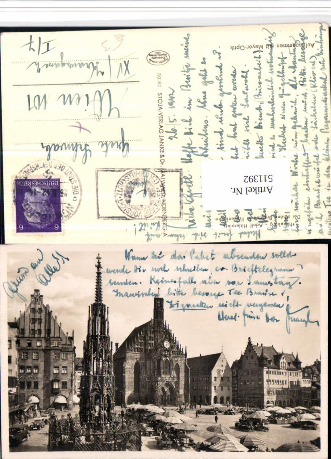 511392,Nürnberg Hauptplatz Schöner Brunnen u. Frauenkirche Kirche
