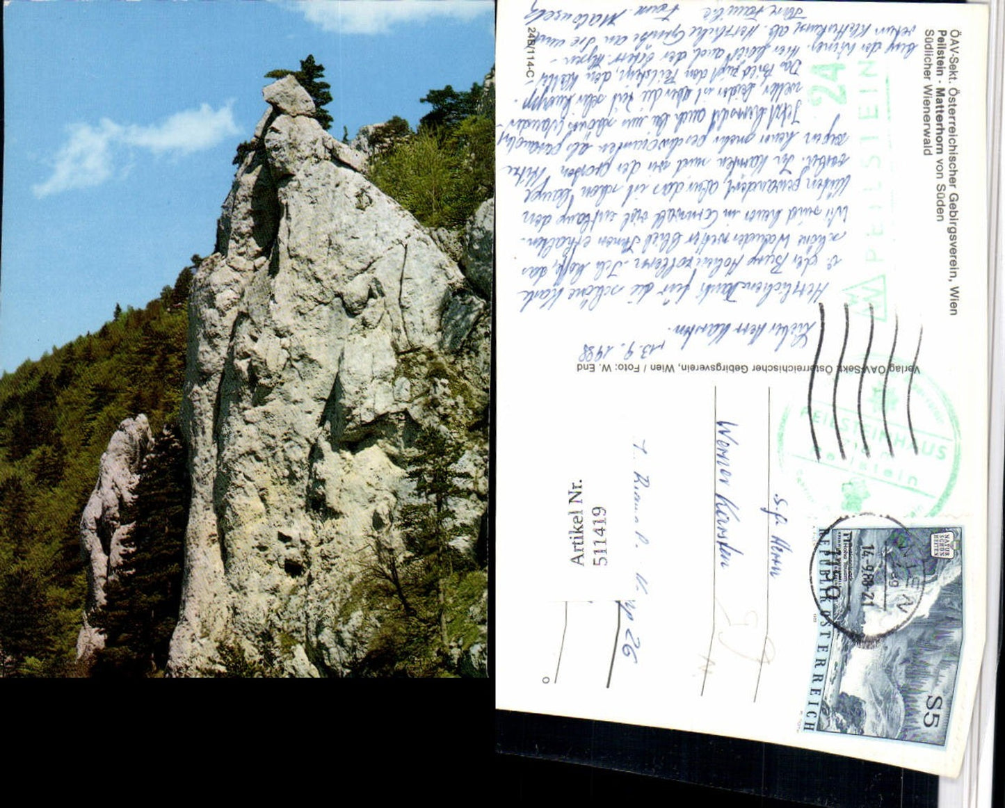 511419,Peilstein b. Altenmarkt an d. Triesting Matterhorn von Süden Felsen