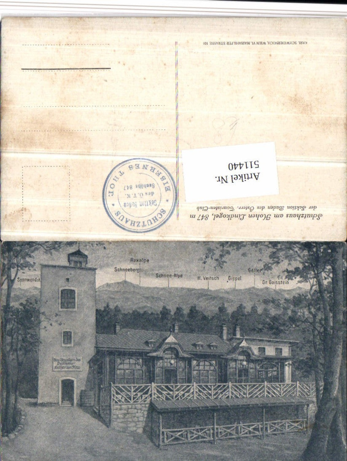 511440,Schutzhaus am Hohen Lindkogel b. Baden Aussichtsturm