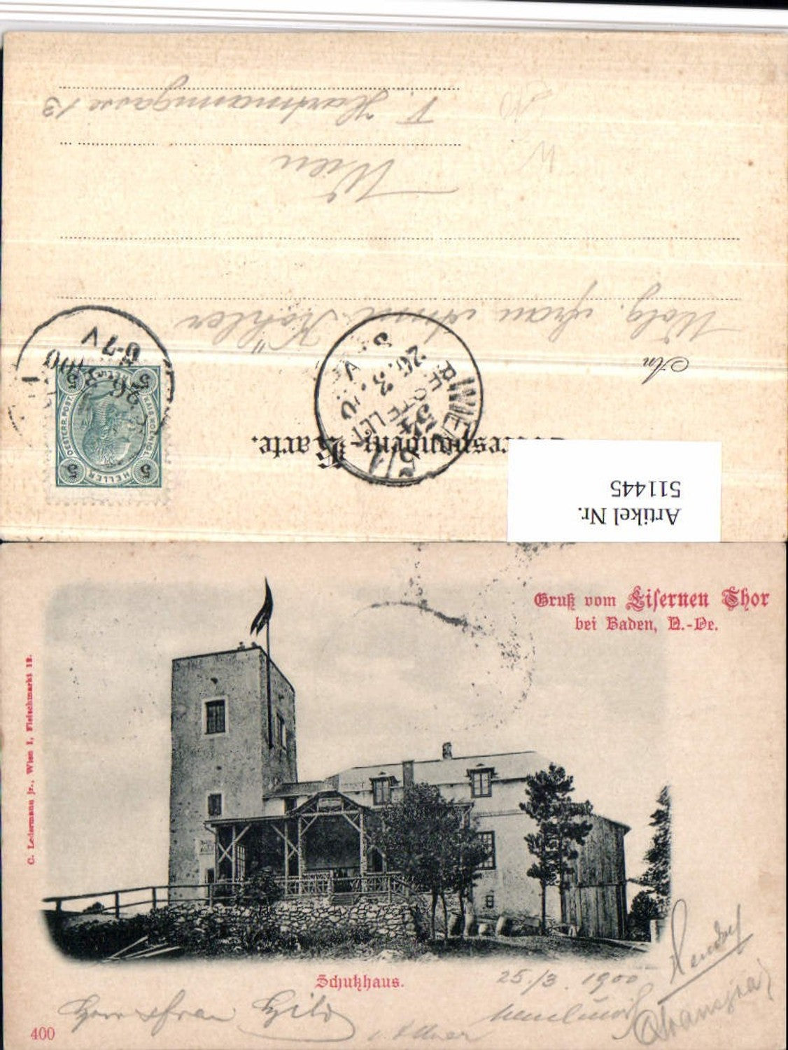 511445,Gruß vom Eisernen Tor b. Baden Schutzhaus Turm