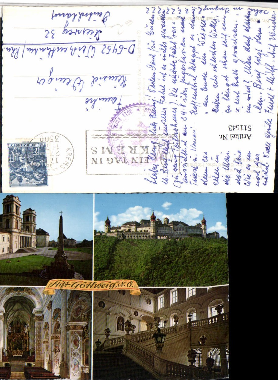 511543,Stift Göttweig Kirche Innenansicht Stiege Mehrbildkarte