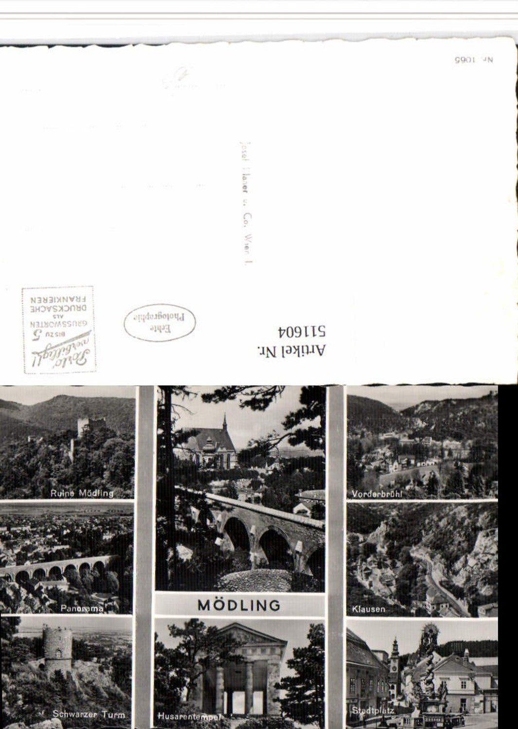 511604,Mödling Totale Stadtplatz Husarentempel Vorderbrühl Mehrbildkarte