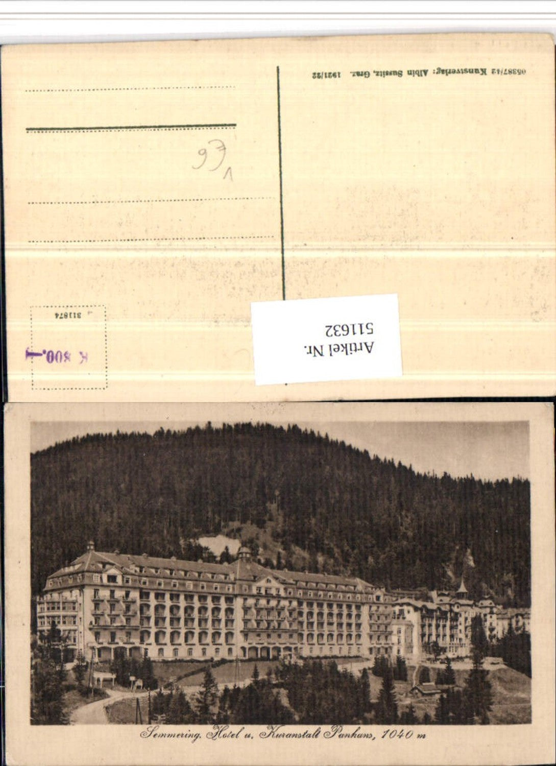 511632,Semmering Hotel u. Kuranstalt Panhans pub Albin Sussitz