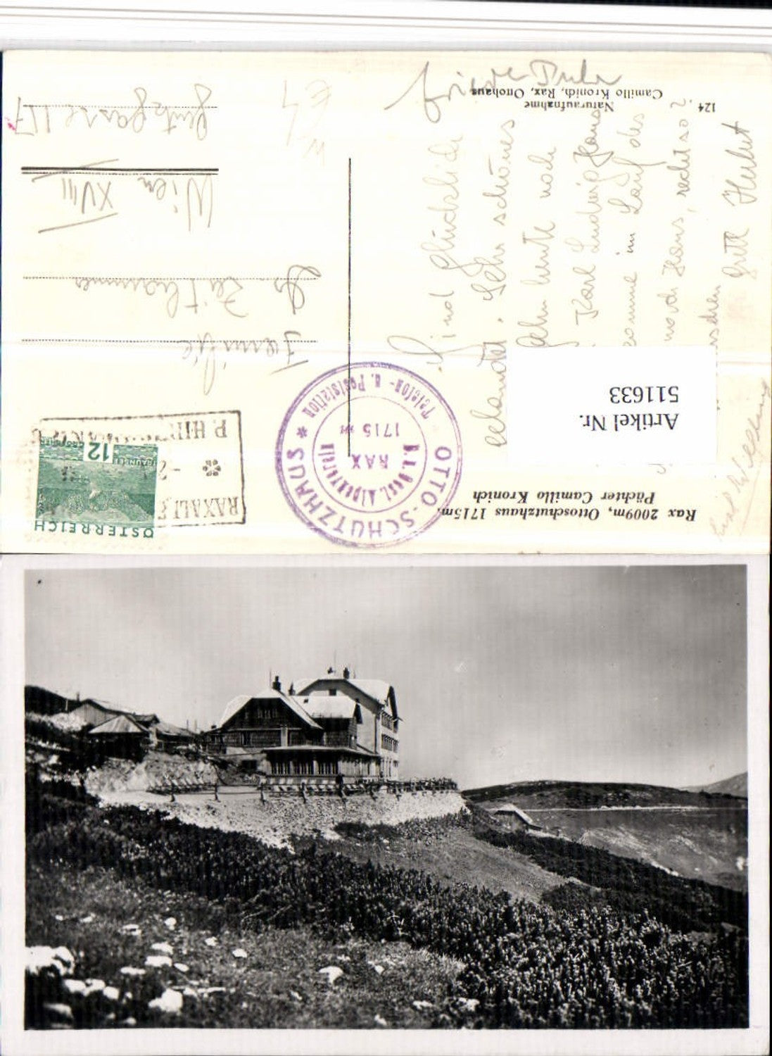 511633,Rax Ottoschutzhaus Berghütte b. Reichenau
